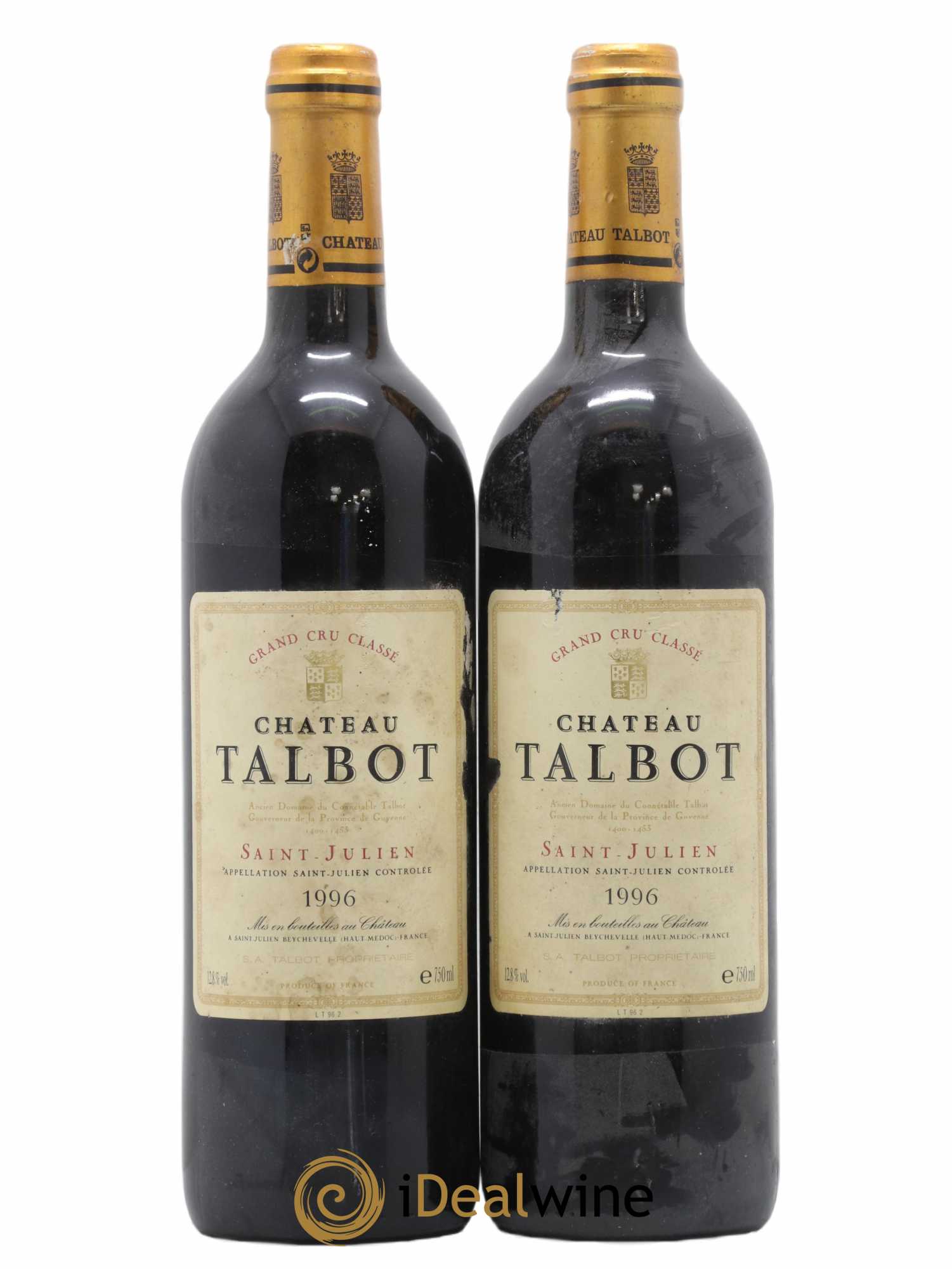 Château Talbot 4ème Grand Cru Classé 1996 - Lot de 2 bouteilles - 0