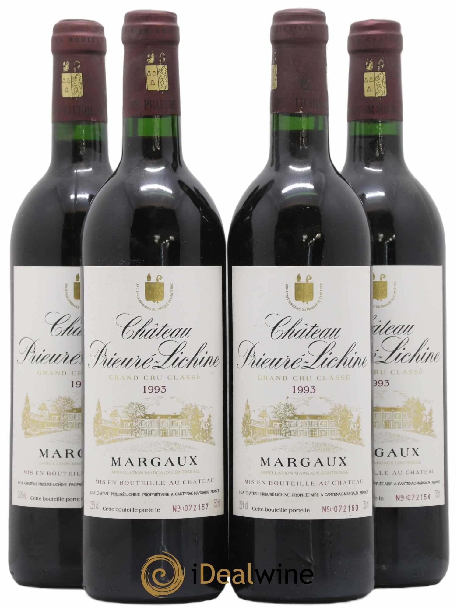 Château Prieuré Lichine 4ème Grand Cru Classé 1993 - Lot de 4 bouteilles - 0