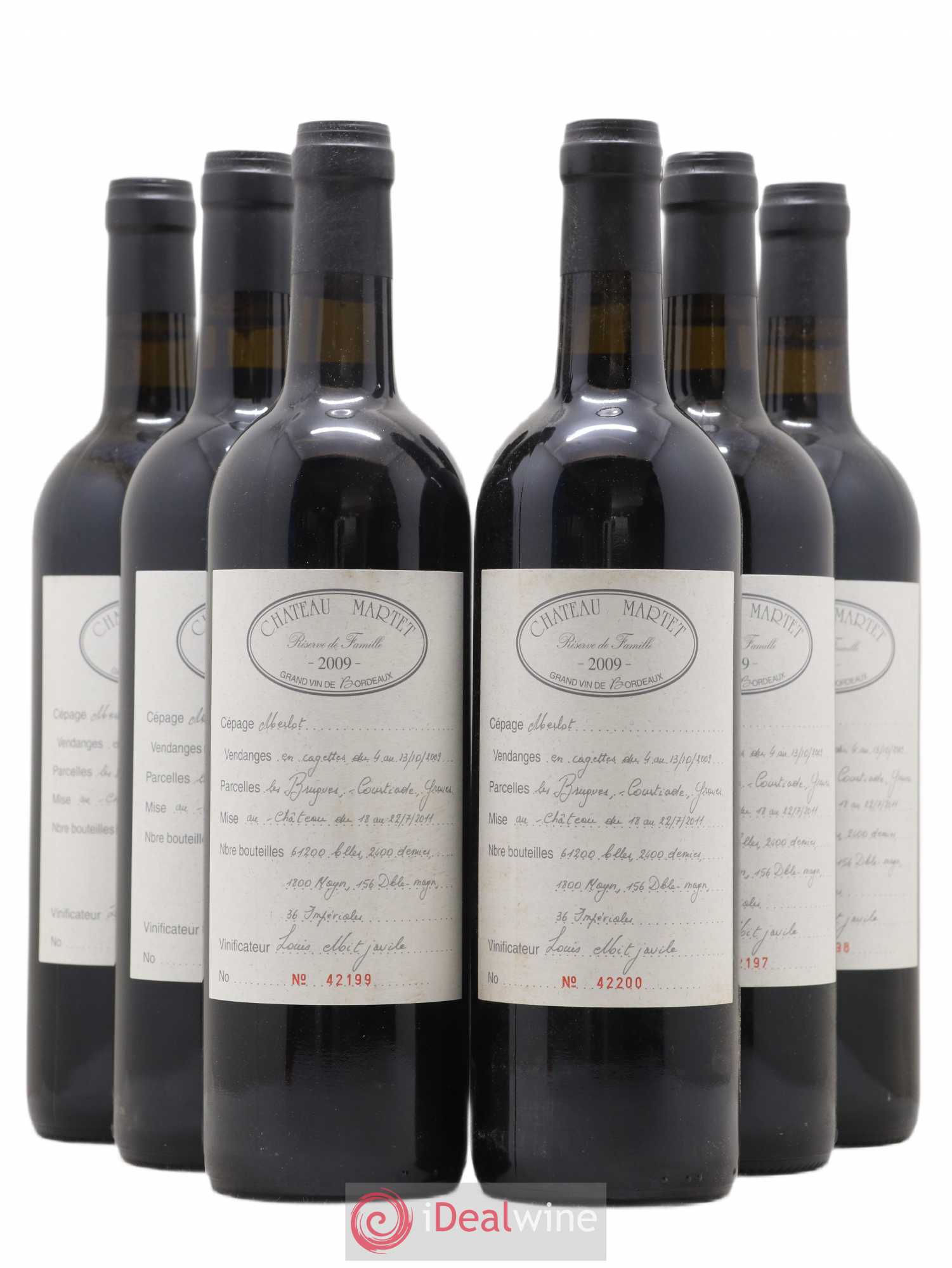 Château Martet 2009 - Lot de 6 bouteilles - 0
