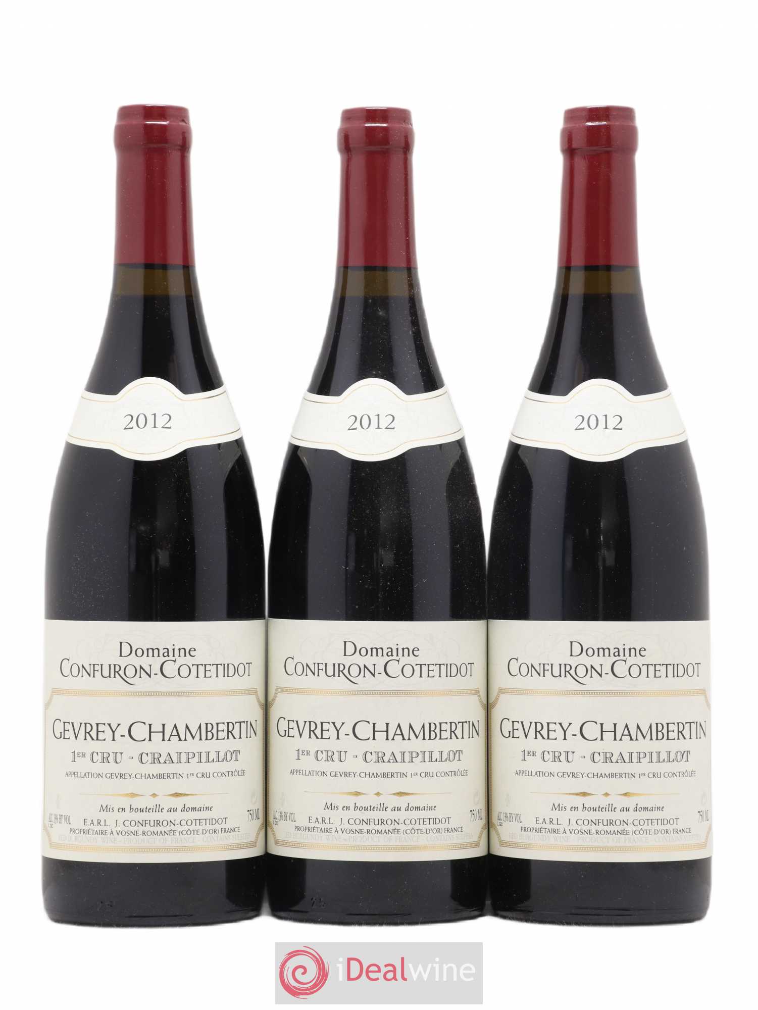 Gevrey-Chambertin 1er Cru Craipillot Confuron-Cotetidot 2012 - Lot de 3 bouteilles - 0