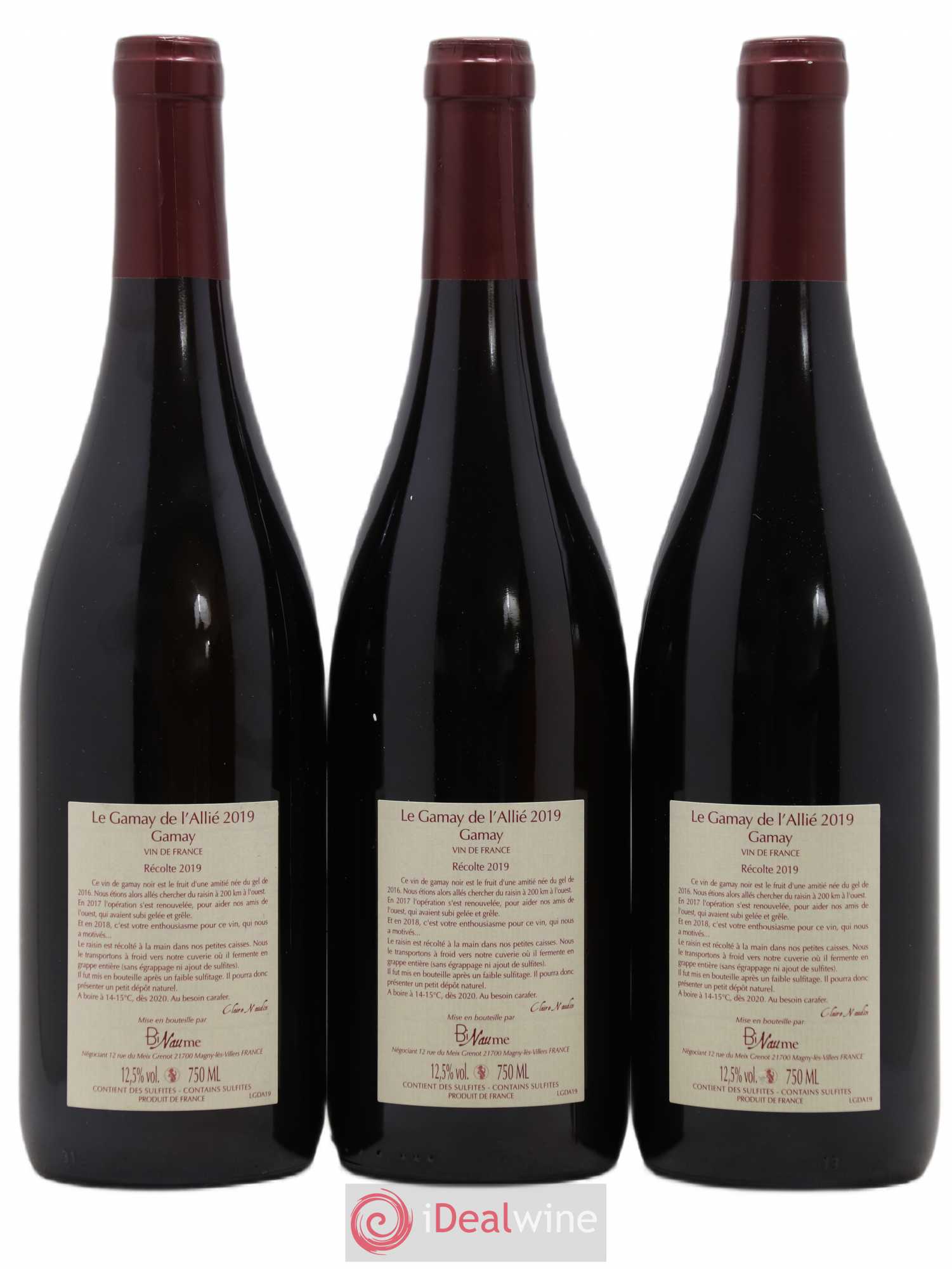 Vin de France Le Gamay de l'Allié Domaine Binaume Bizot-Naudin 2019 - Posten von 3 Flaschen - 1