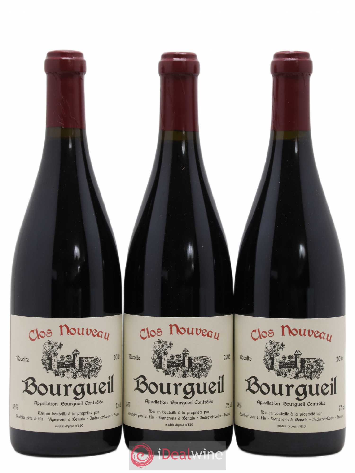 Bourgueil Clos Nouveau Domaine du Bel Air 2016 - Lotto di 3 bottiglie - 0