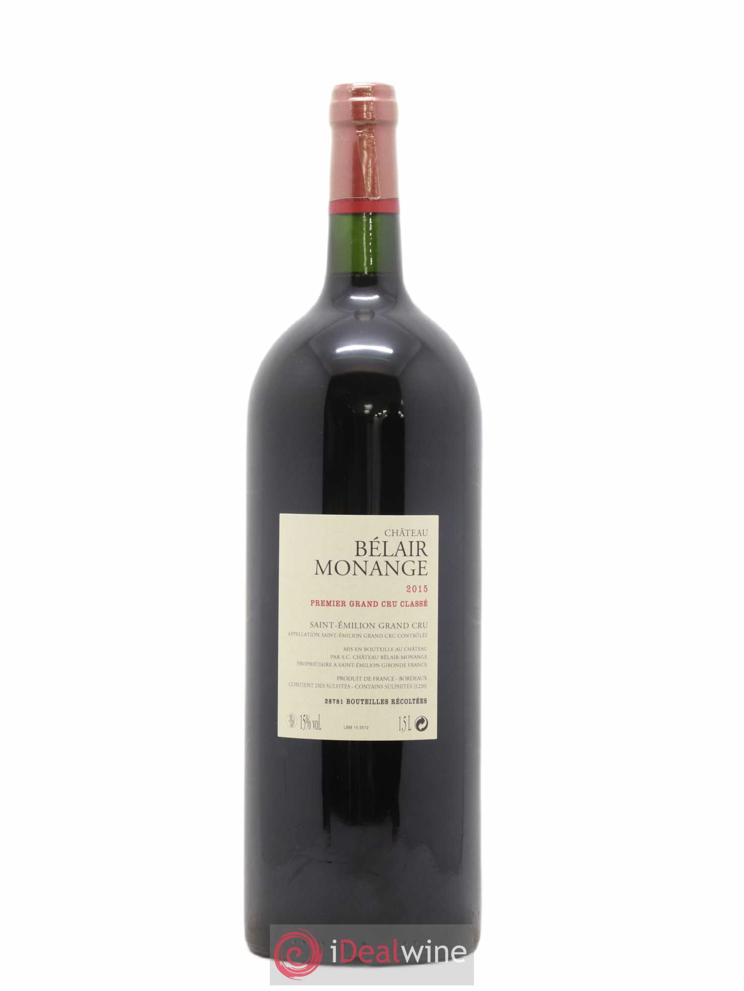 Château Belair (Belair-Monange) 1er Grand Cru Classé B 2015 - Lot de 1 magnum - 1