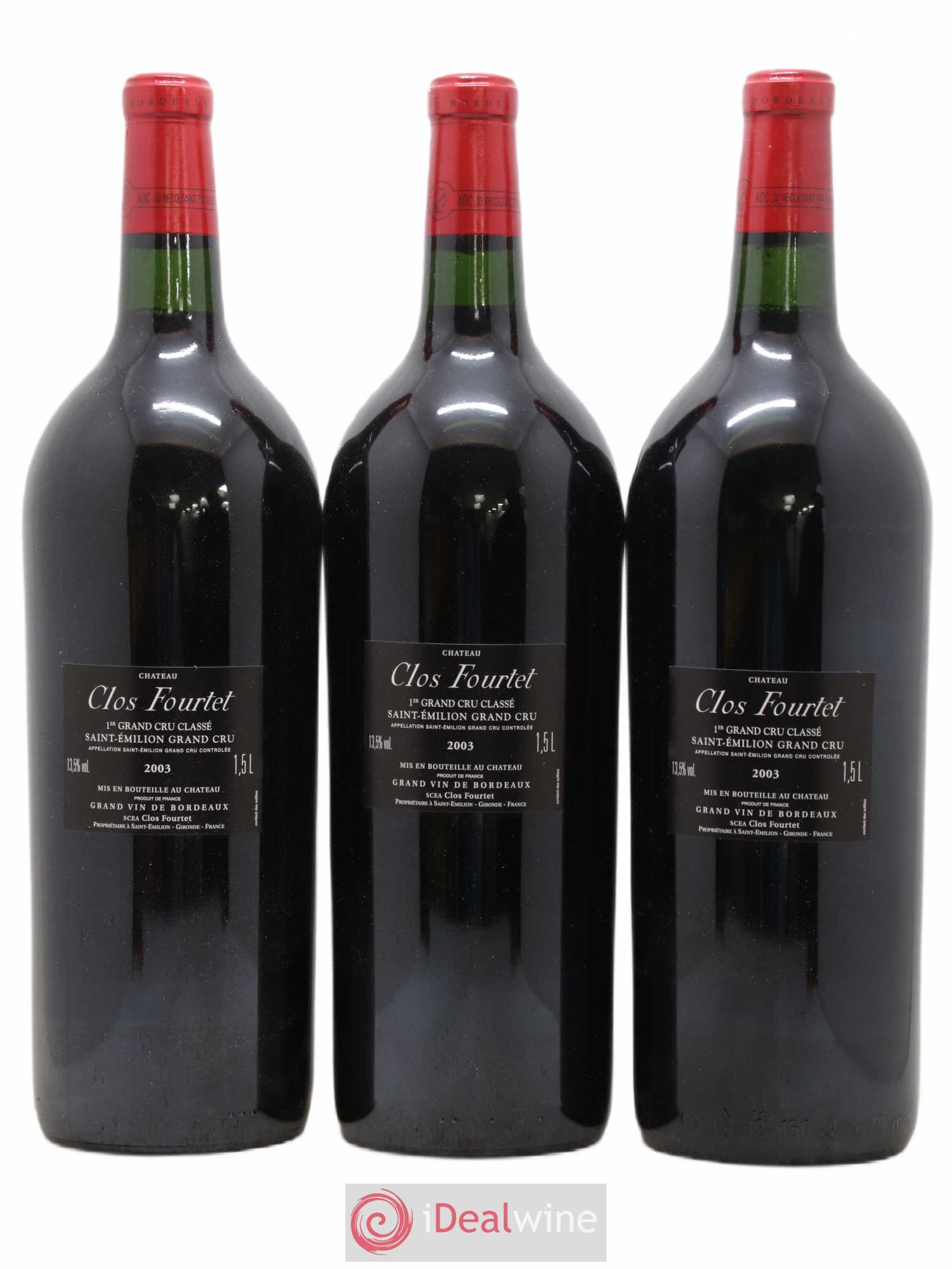 Clos Fourtet 1er Grand Cru Classé B 2003 - Lot de 3 magnums - 1