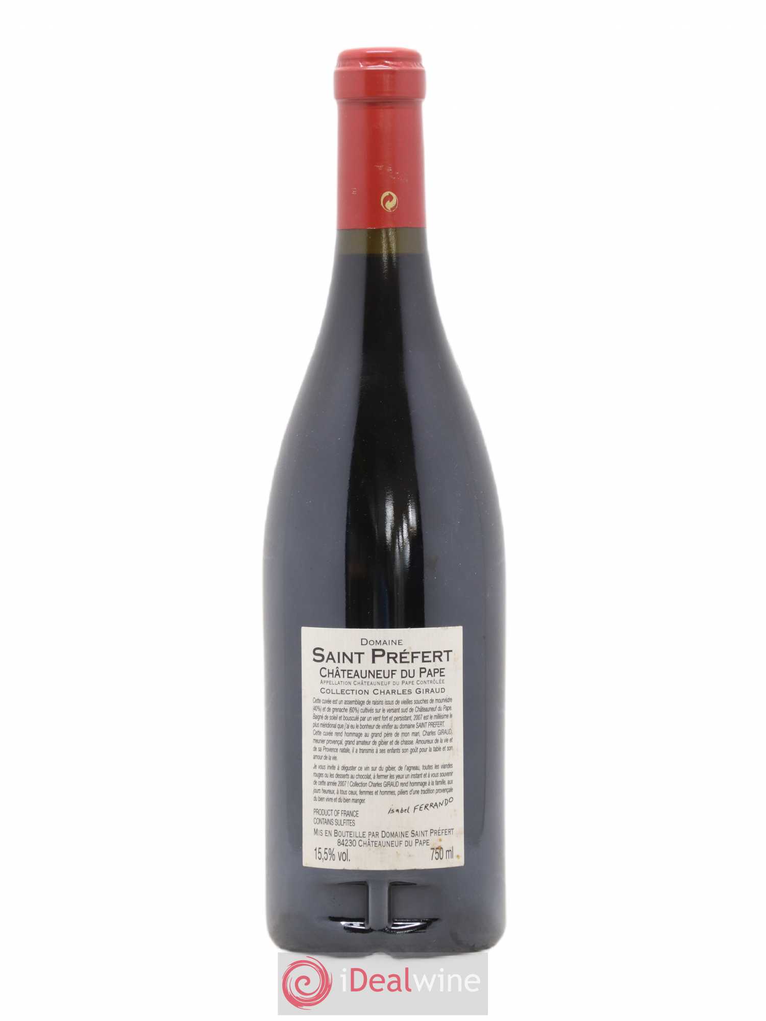 Châteauneuf-du-Pape Collection Charles Giraud Domaine Saint-Préfert 2007 - Lot de 1 bouteille - 1