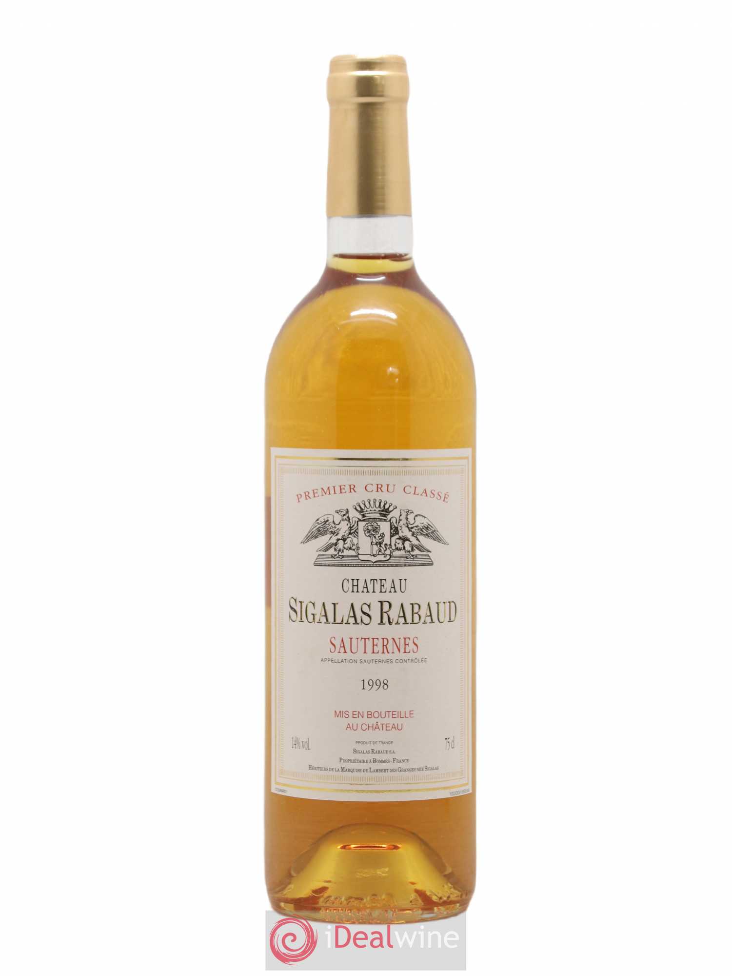 Château Sigalas Rabaud 1er Grand Cru Classé 1998 - Posten von 1 Flasche - 0