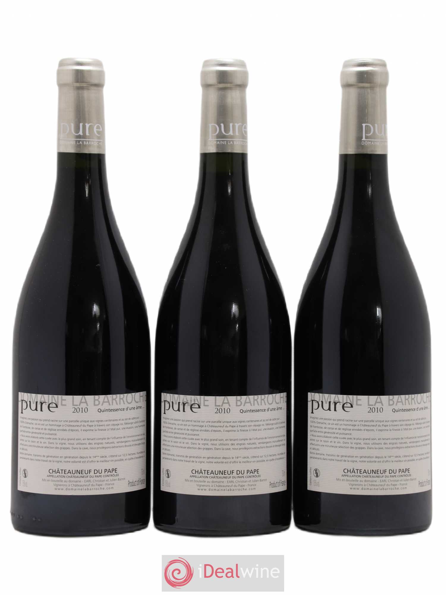 Châteauneuf-du-Pape Cuvée Pure Domaine La Barroche 2010 - Lot de 6 bouteilles - 4