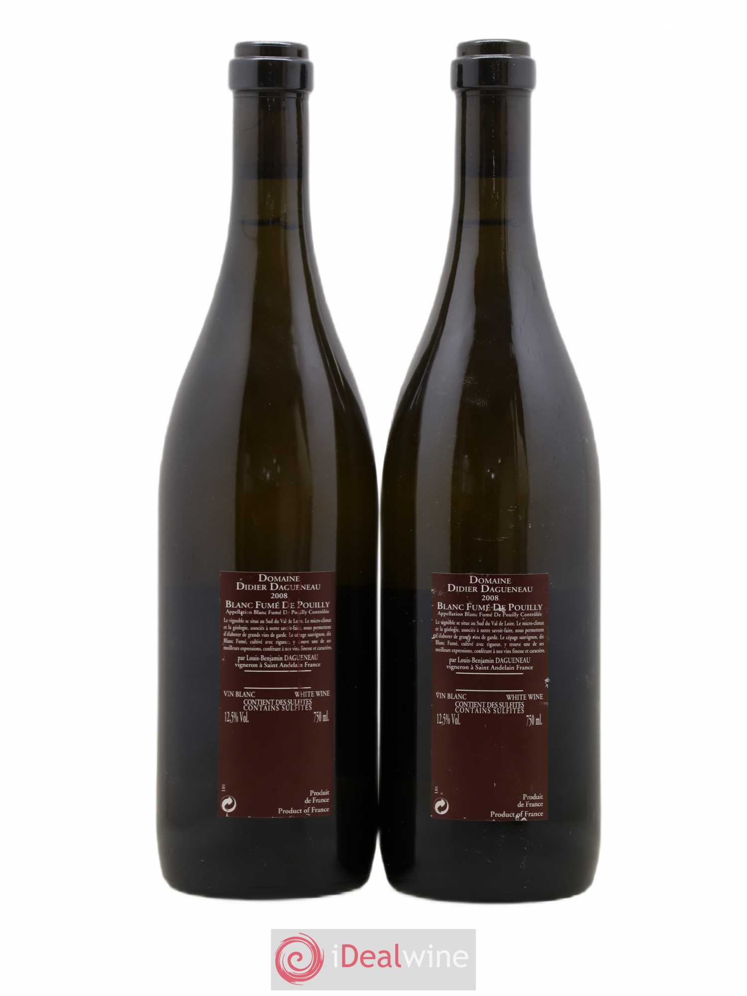 Vin de France (anciennement Pouilly-Fumé) Pur Sang Dagueneau (Domaine Didier - Louis-Benjamin) 2008 - Lot de 2 bouteilles - 1