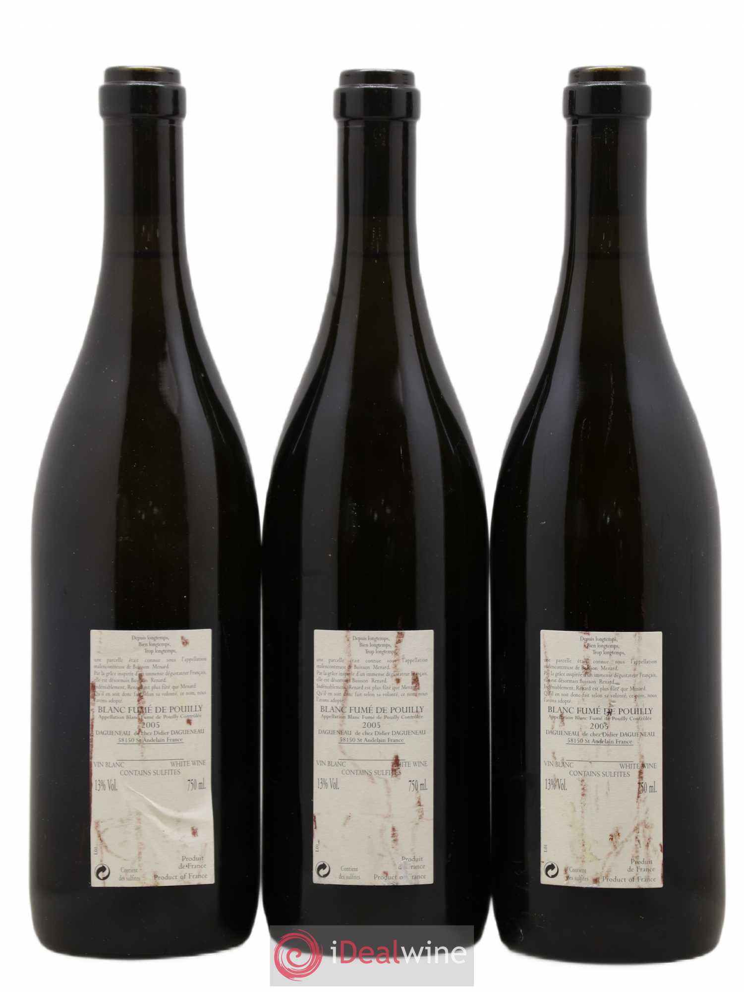 Vin de France (anciennement Pouilly-Fumé) Buisson Renard Dagueneau (Domaine Didier - Louis-Benjamin) 2005 - Lot de 3 bouteilles - 1