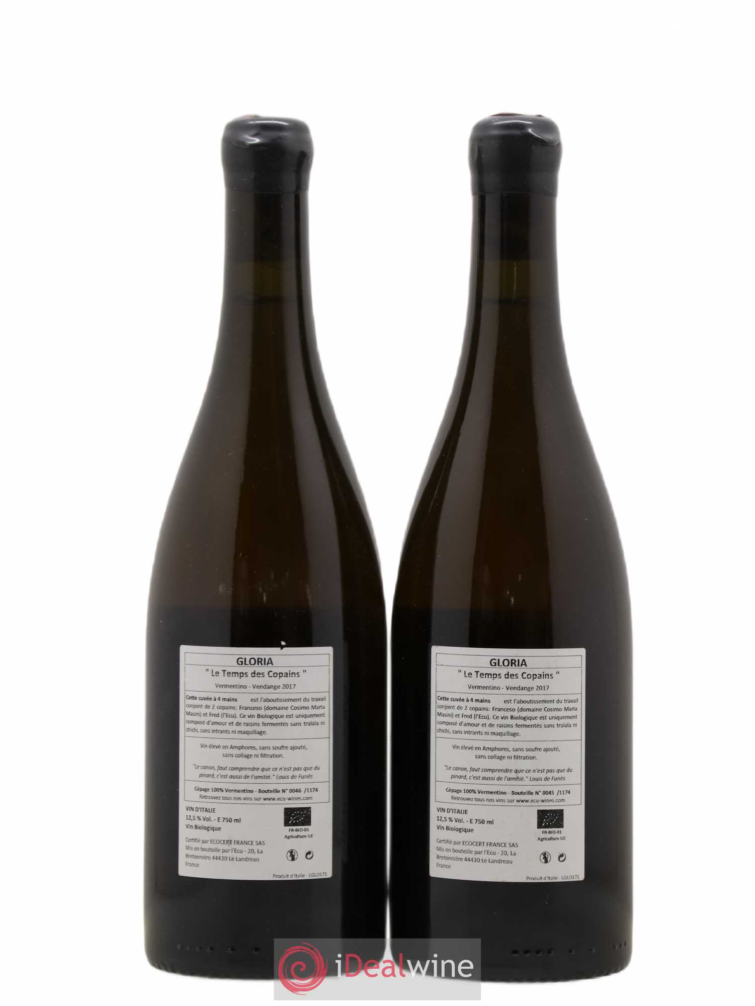 Italie Gloria Domaine de l'Ecu Le Temps des copains 2017 - Posten von 2 Flaschen - 1