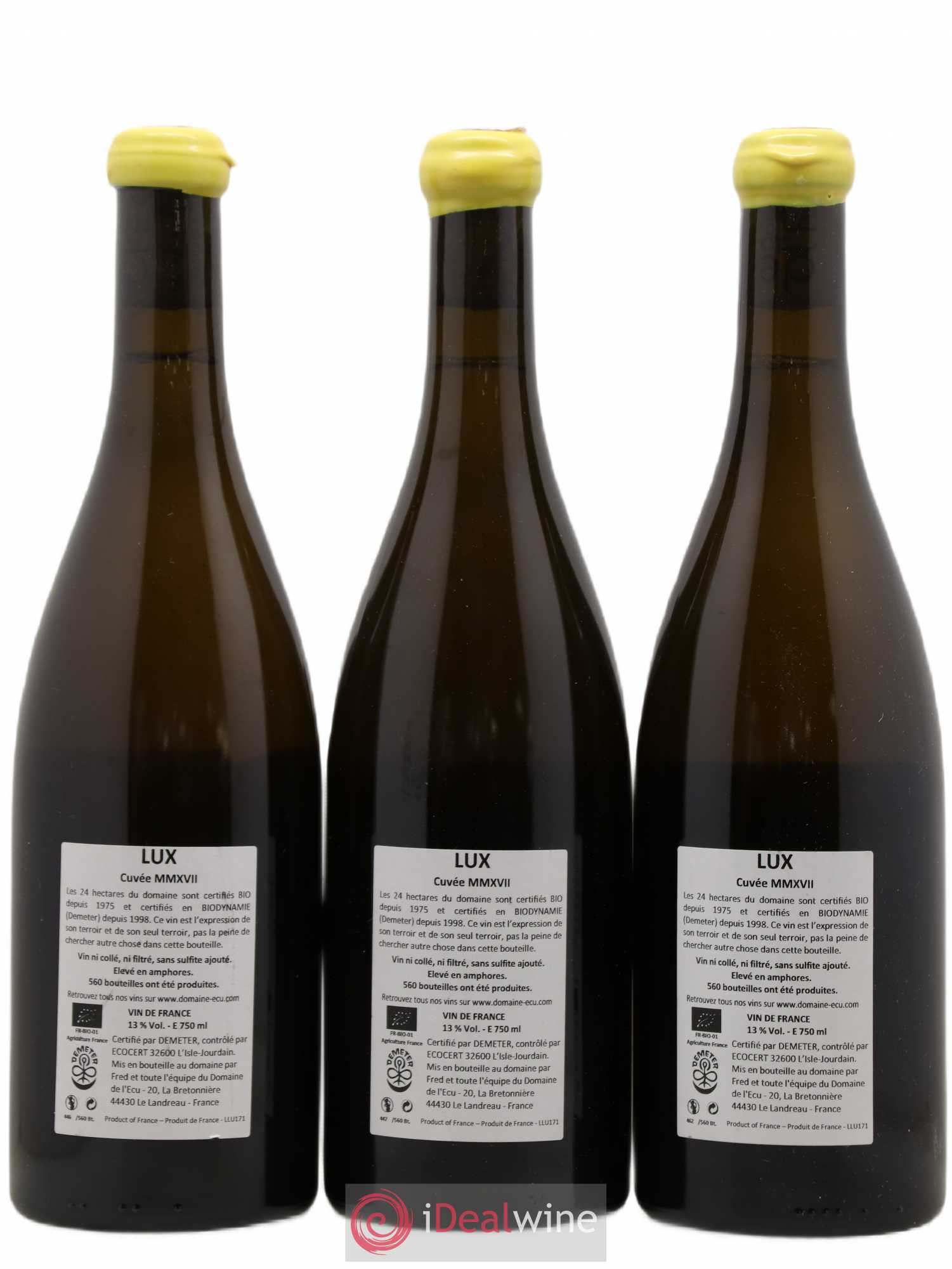 Vin de France Lux Domaine de L'Ecu 2017 - Lot de 3 bouteilles - 1