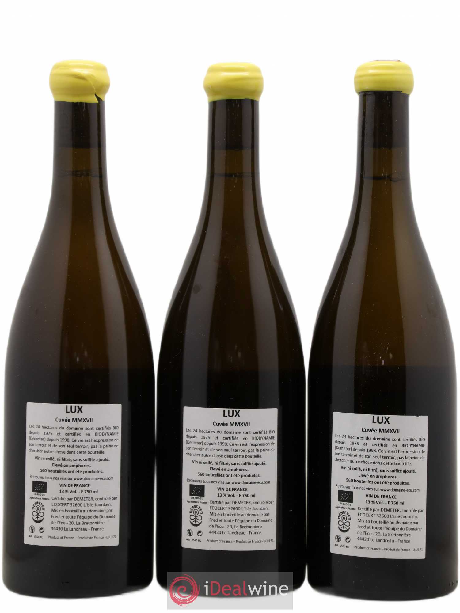 Vin de France Lux Domaine de L'Ecu 2017 - Lot of 3 bottles - 1