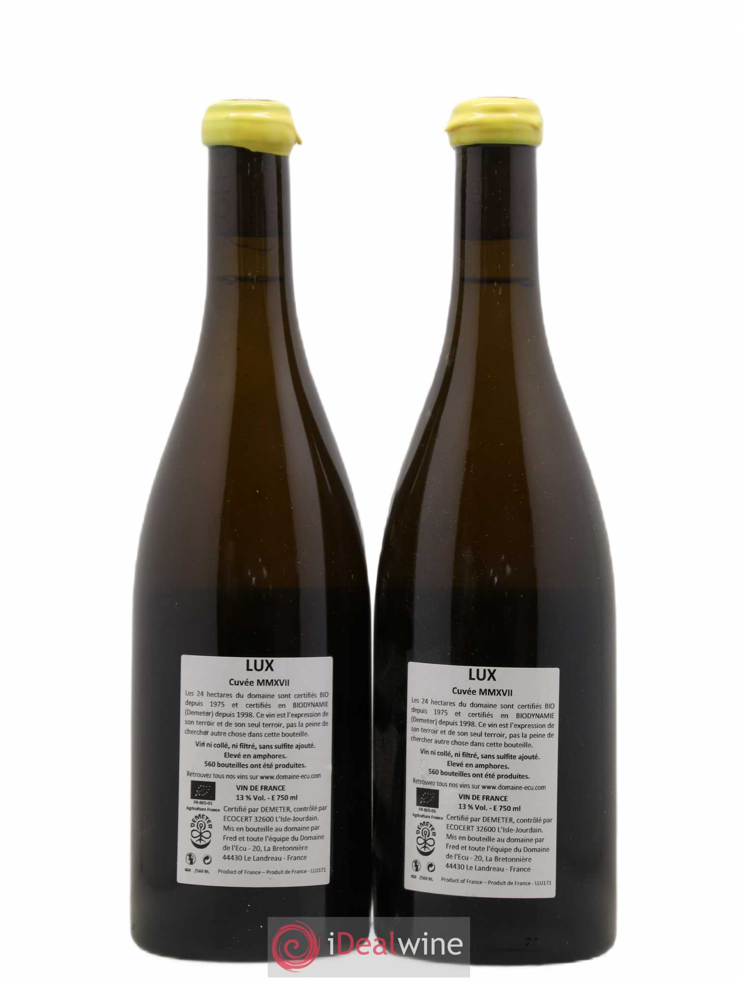 Vin de France Lux Domaine de L'Ecu 2017 - Lot de 2 bouteilles - 1