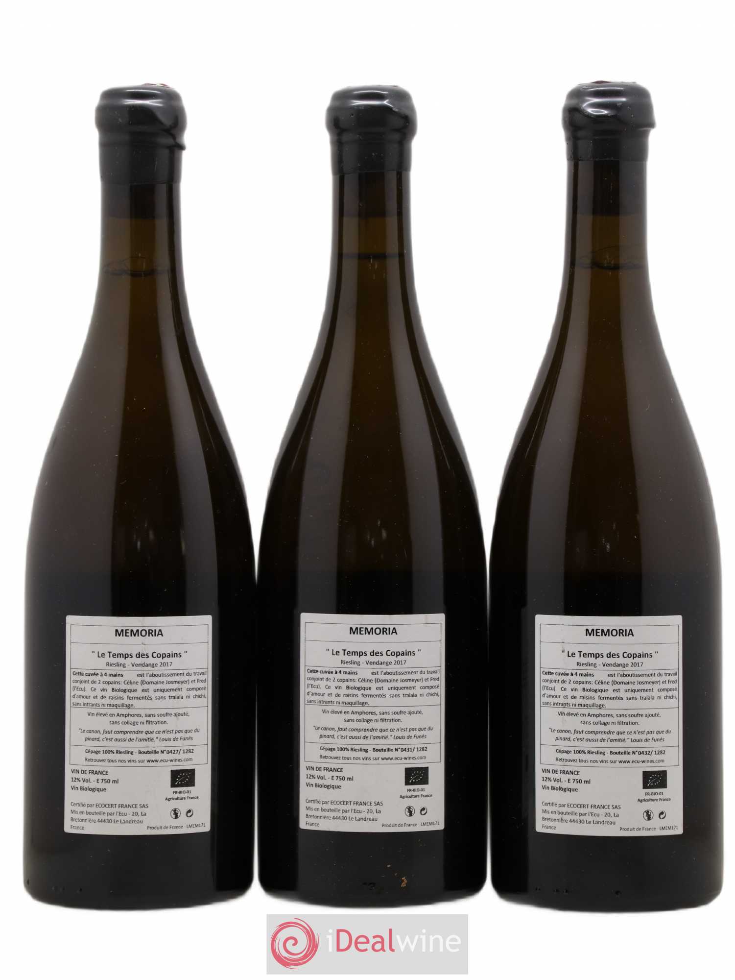 Vin de France Memoria Domaine de l'Ecu Le Temps des Copains 2017 - Posten von 3 Flaschen - 1