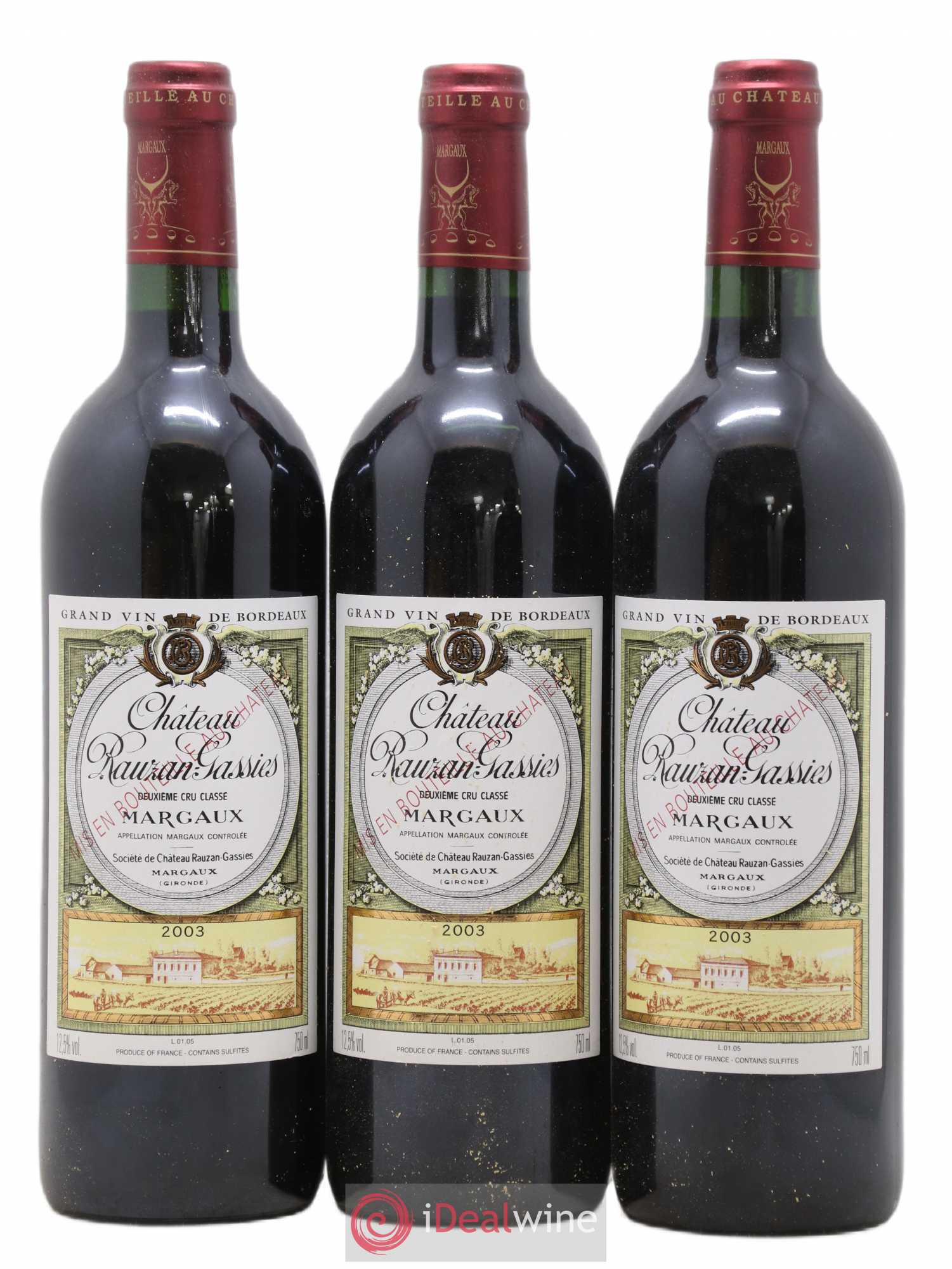 Château Rauzan-Gassies 2ème Grand Cru Classé 2003 - Lot de 6 bouteilles - 1