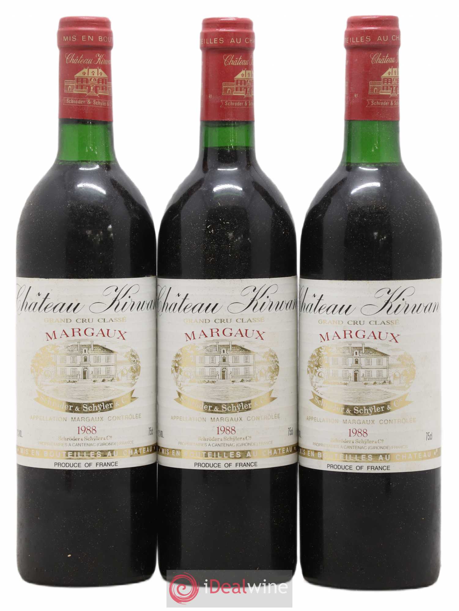Château Kirwan 3ème Grand Cru Classé 1988 - Lot de 3 bouteilles - 0