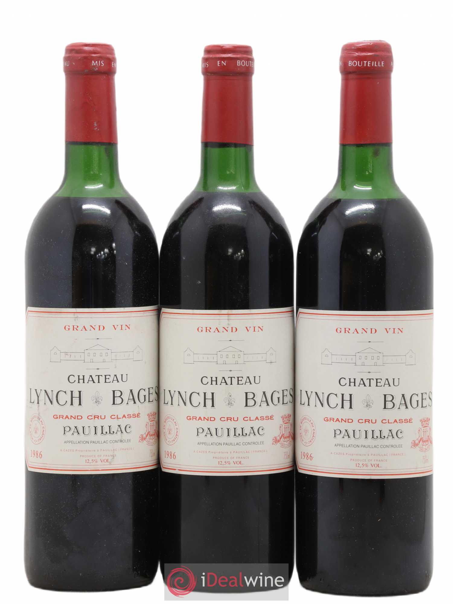 Château Lynch Bages 5ème Grand Cru Classé 1986 - Lot de 3 bouteilles - 0