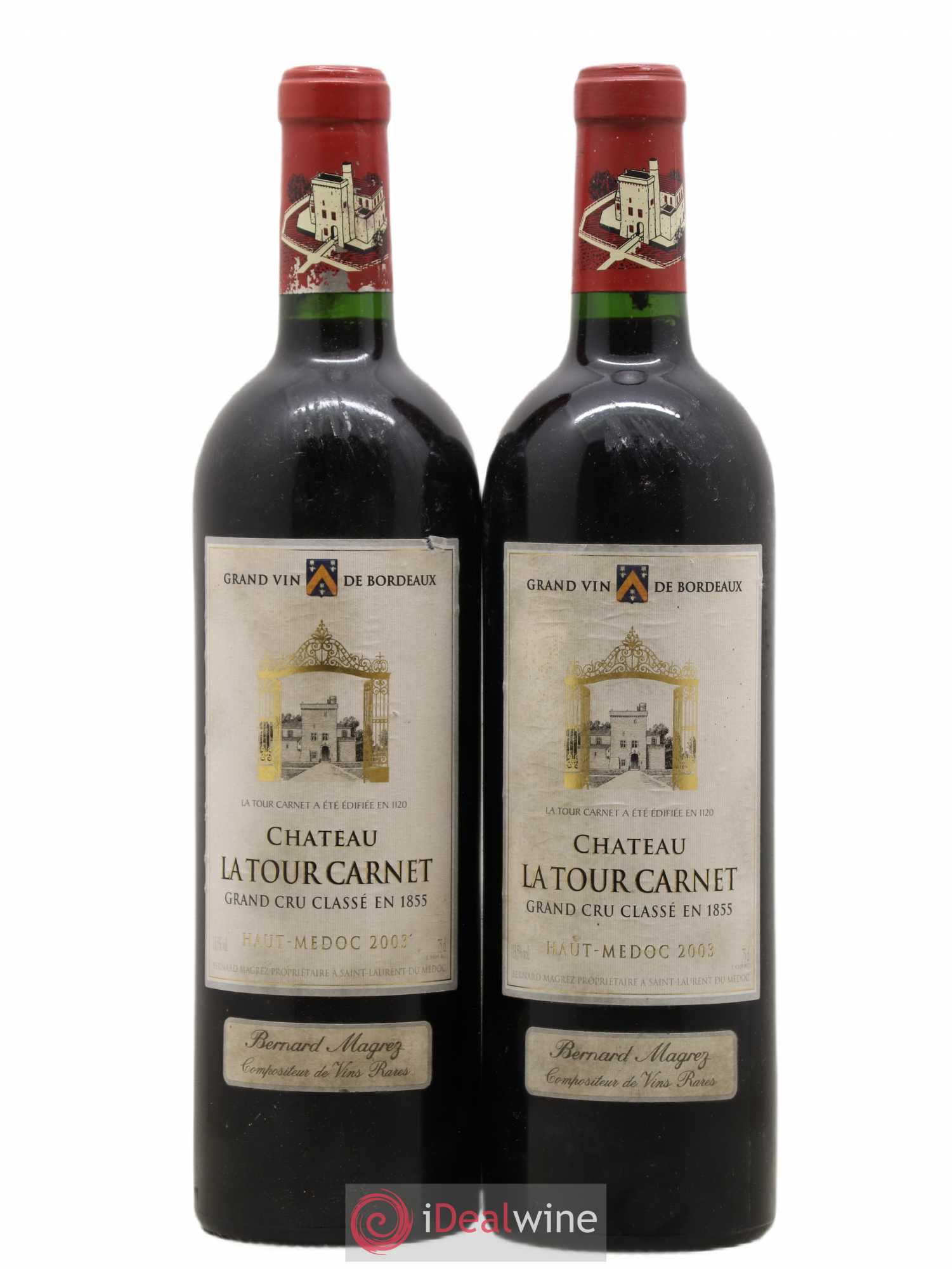 Château la Tour Carnet 4ème Grand Cru Classé 2003 - Lot de 2 bouteilles - 0