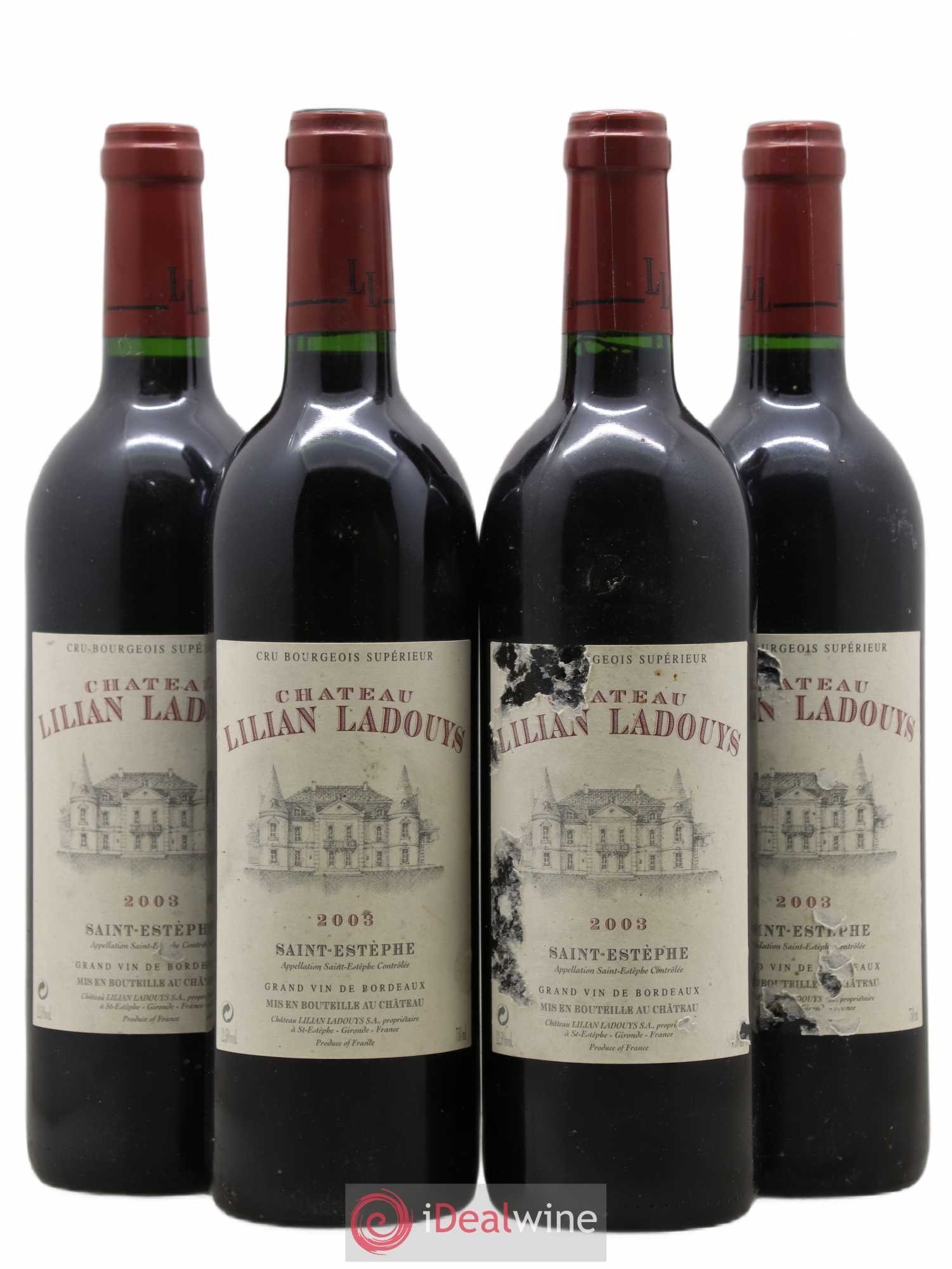 Château Lilian Ladouys Cru Bourgeois 2003 - Lot de 4 bouteilles - 0