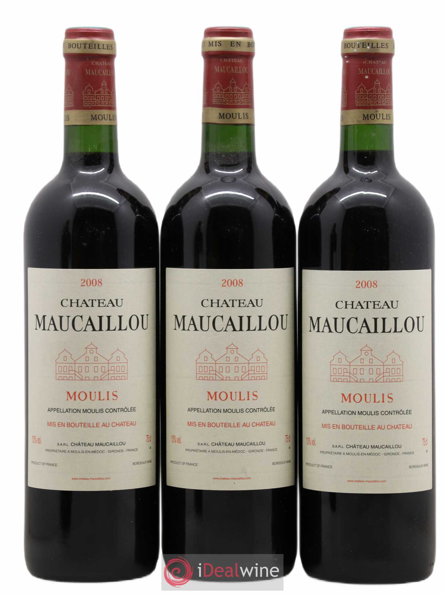 Château Maucaillou (sans prix de réserve) 2008 - Lot de 3 bouteilles - 0