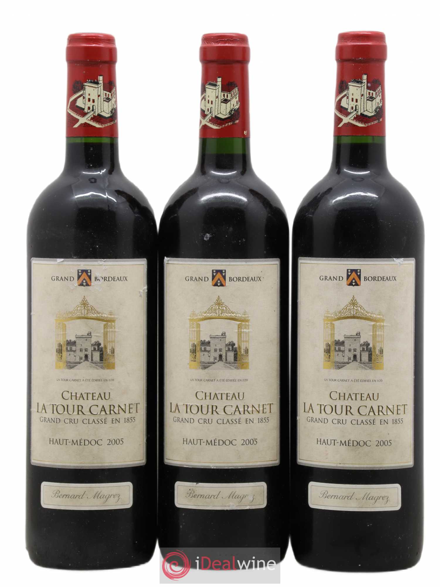 Château la Tour Carnet 4ème Grand Cru Classé 2005 - Lot de 3 bouteilles - 0