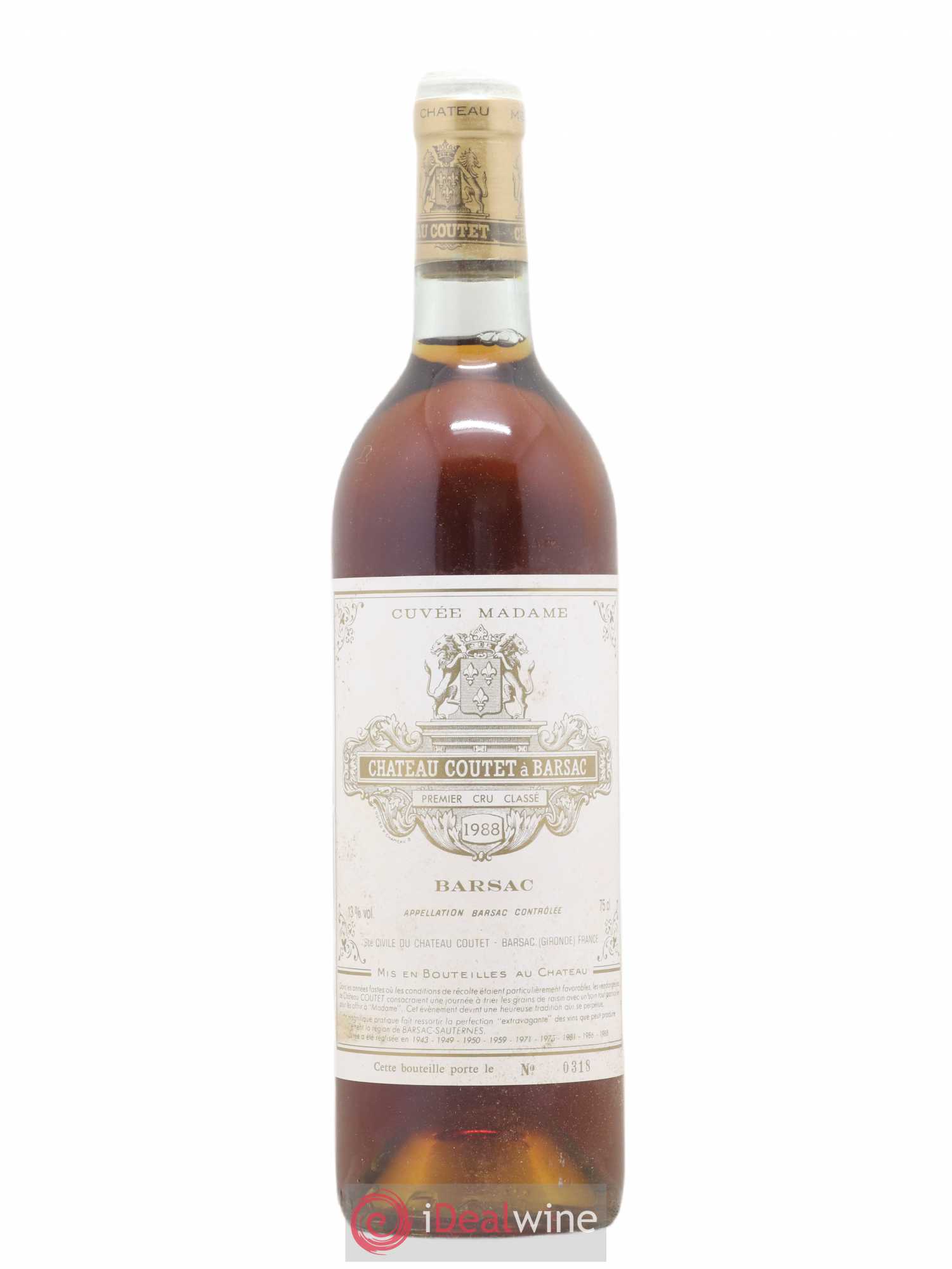 Château Coutet - Cuvée Madame 1er Grand Cru Classé 1988 - Lotto di 1 bottiglia - 0