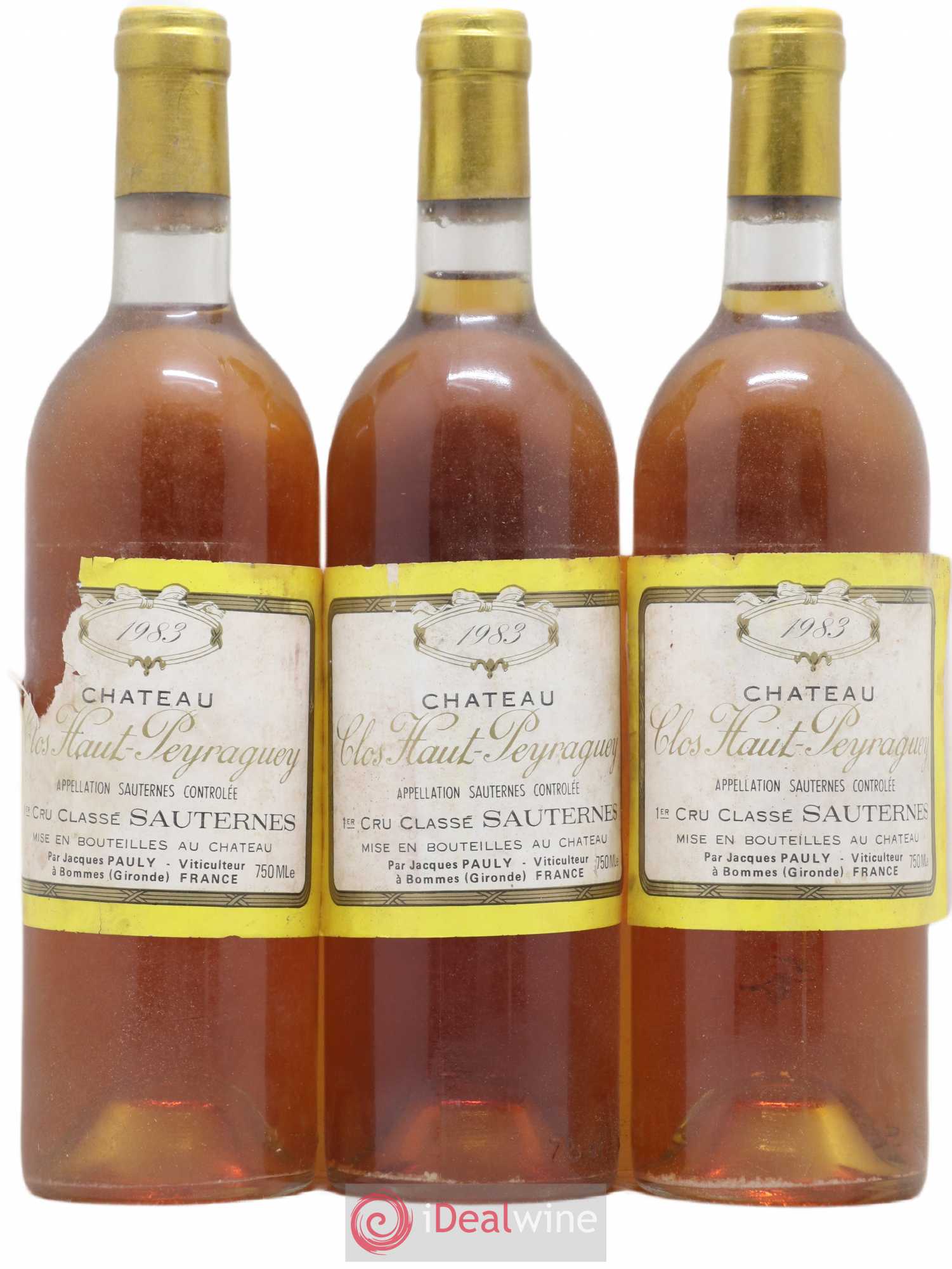 Clos Haut-Peyraguey 1er Grand Cru Classé 1983 - Lotto di 3 bottiglie - 0