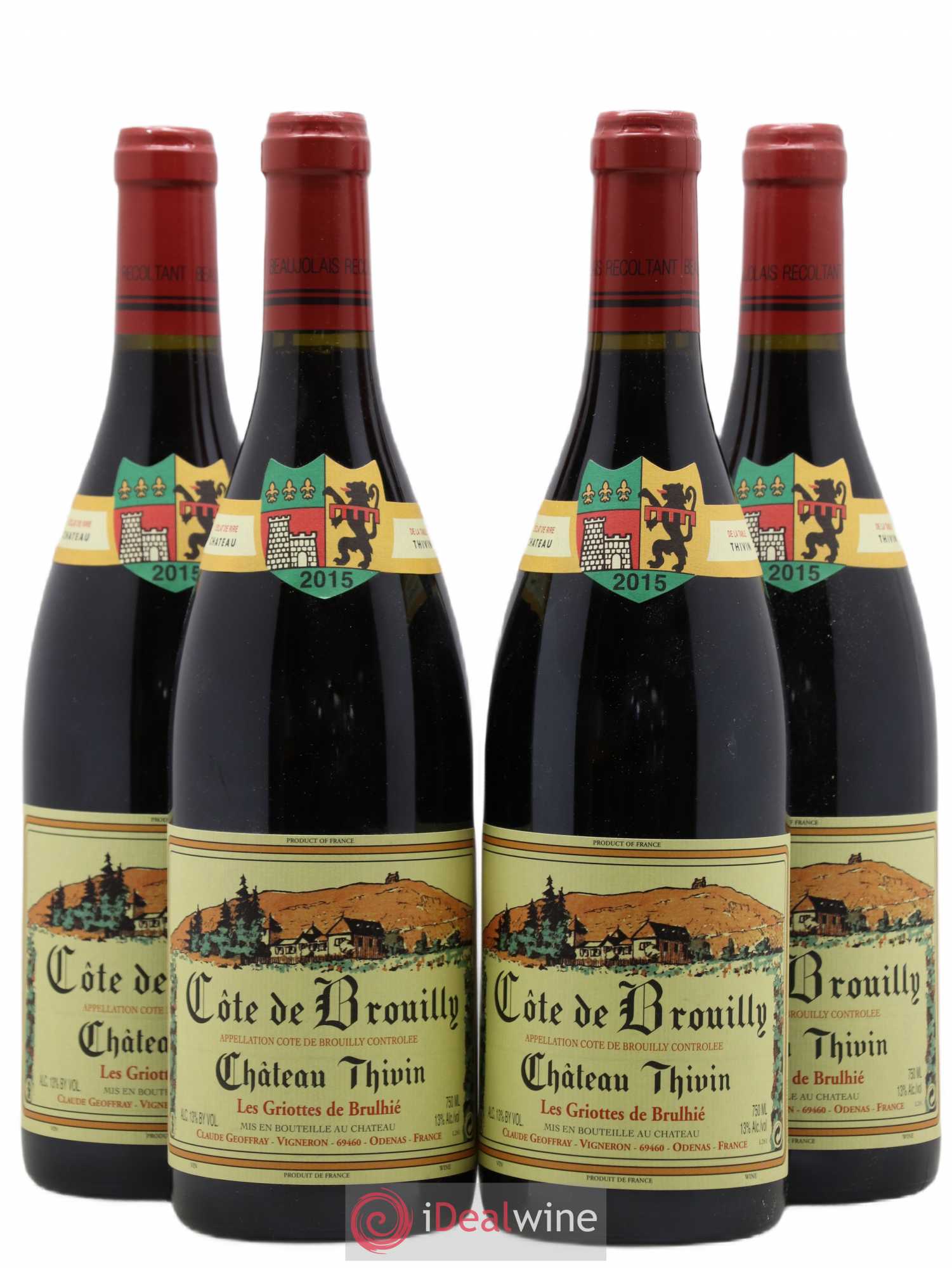 Côte de Brouilly Les Griottes de Brulhié Château Thivin 2015 - Lot de 4 bouteilles - 0