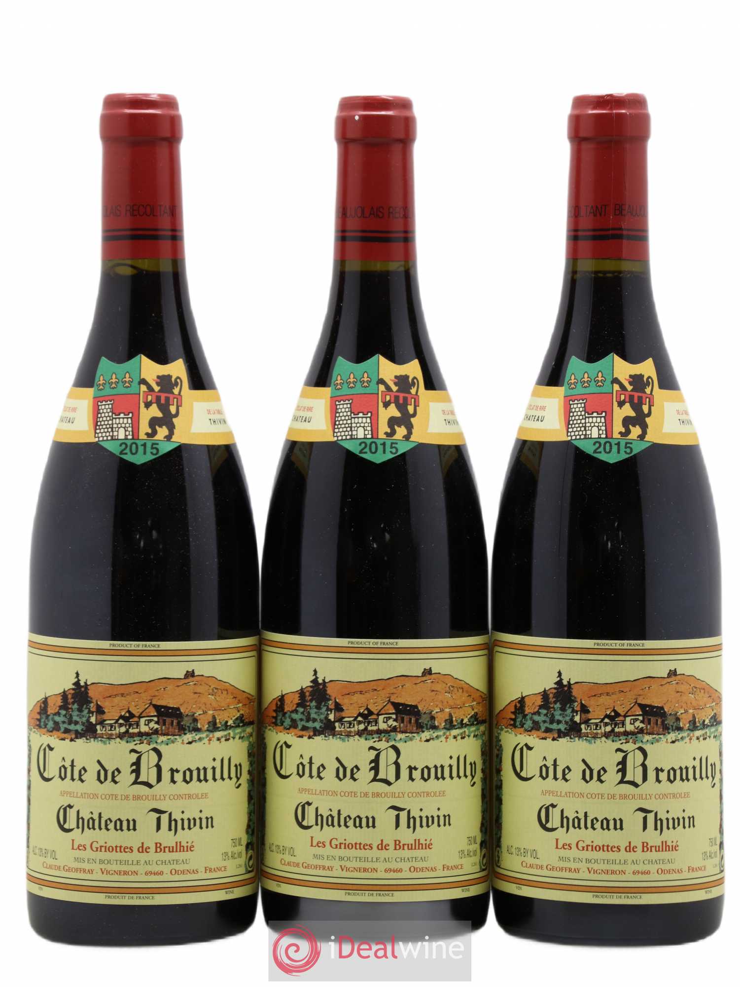 Côte de Brouilly Les Griottes de Brulhié Château Thivin 2015 - Lot de 3 bouteilles - 0