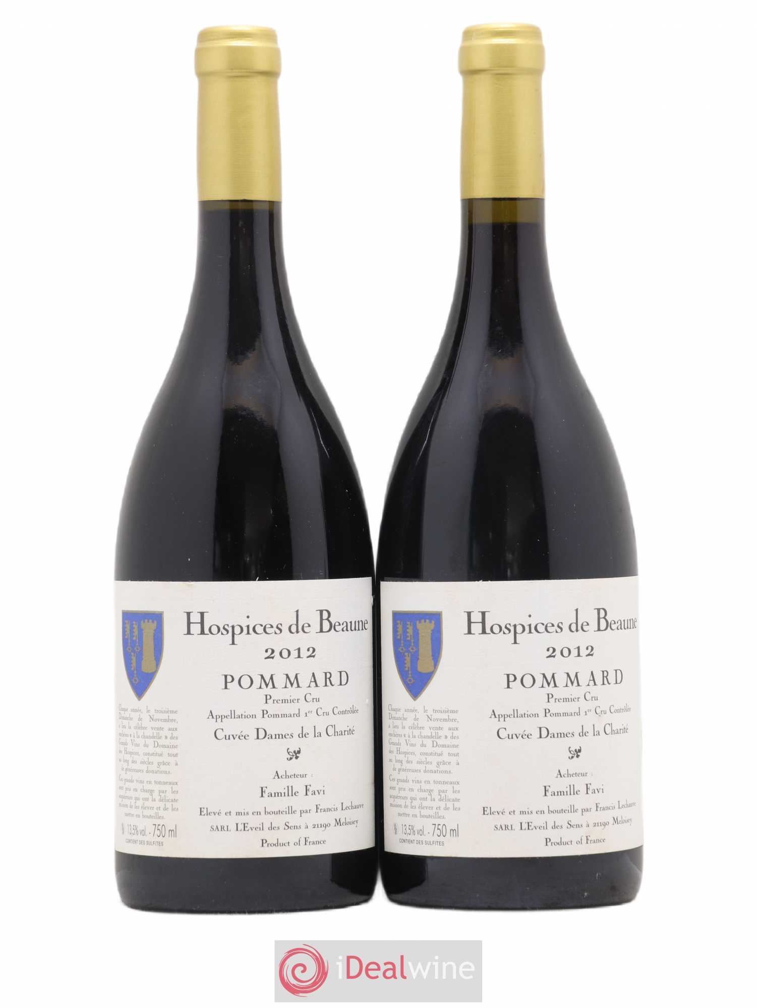 Pommard 1er Cru Cuvée des Dames de la Charité Hospices de Beaune Francis Lechauve 2012 - Posten von 2 Flaschen - 0
