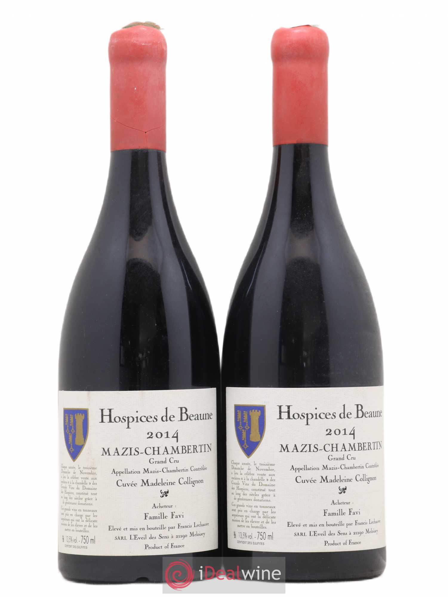 Mazis-Chambertin Grand Cru Cuvée Madeleine Collignon Hospices de Beaune Francis Lechauve 2014 - Lot de 2 bouteilles - 0