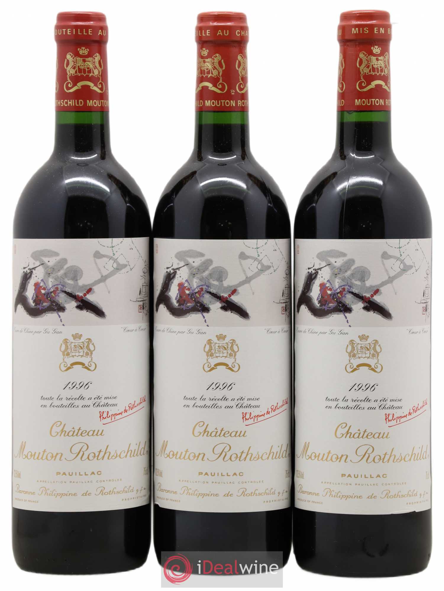Château Mouton Rothschild 1er Grand Cru Classé 1996 - Lot de 3 bouteilles - 0