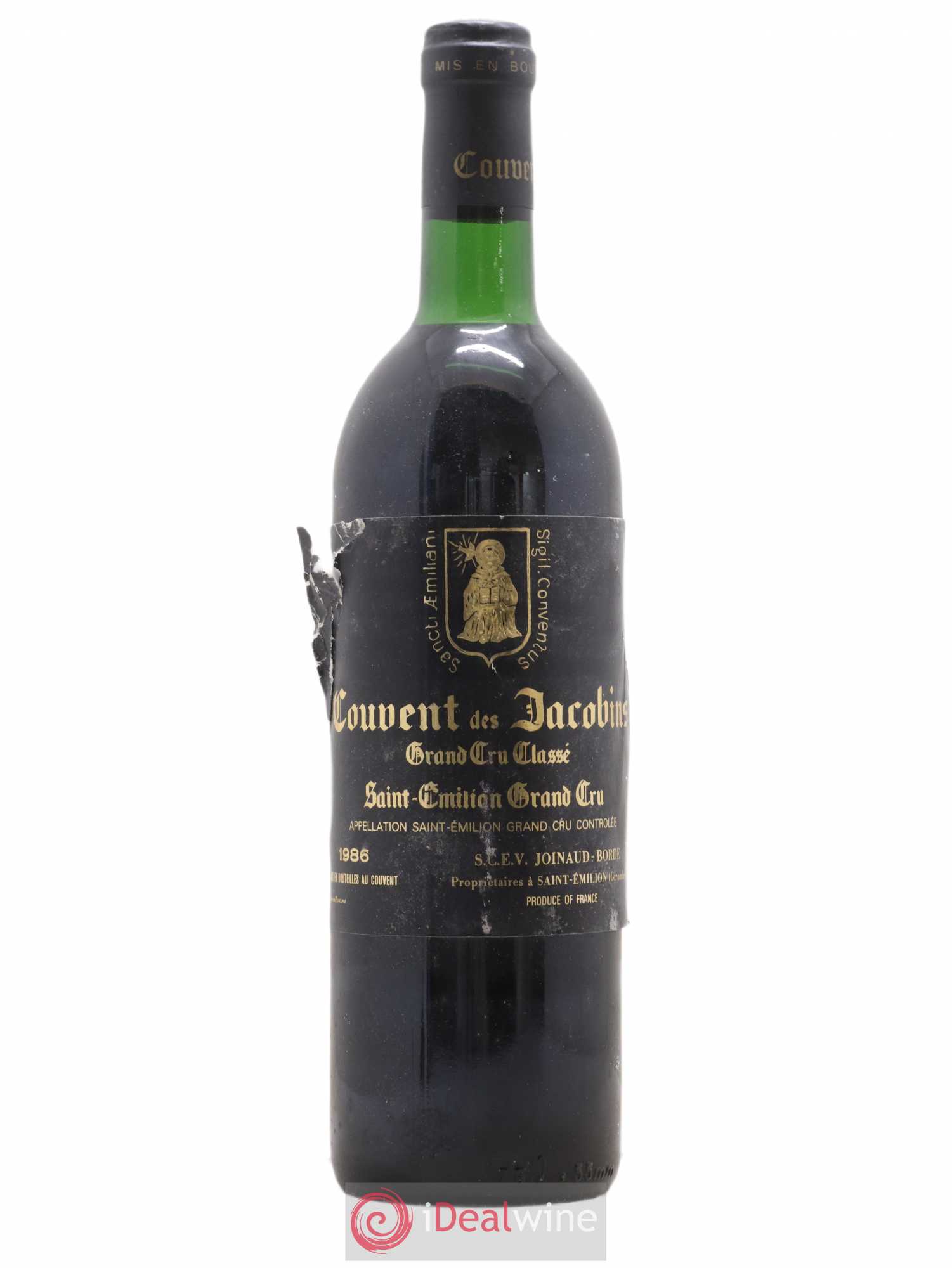 Château Couvent des Jacobins Grand Cru Classé 1986 - Lot de 1 bouteille - 0