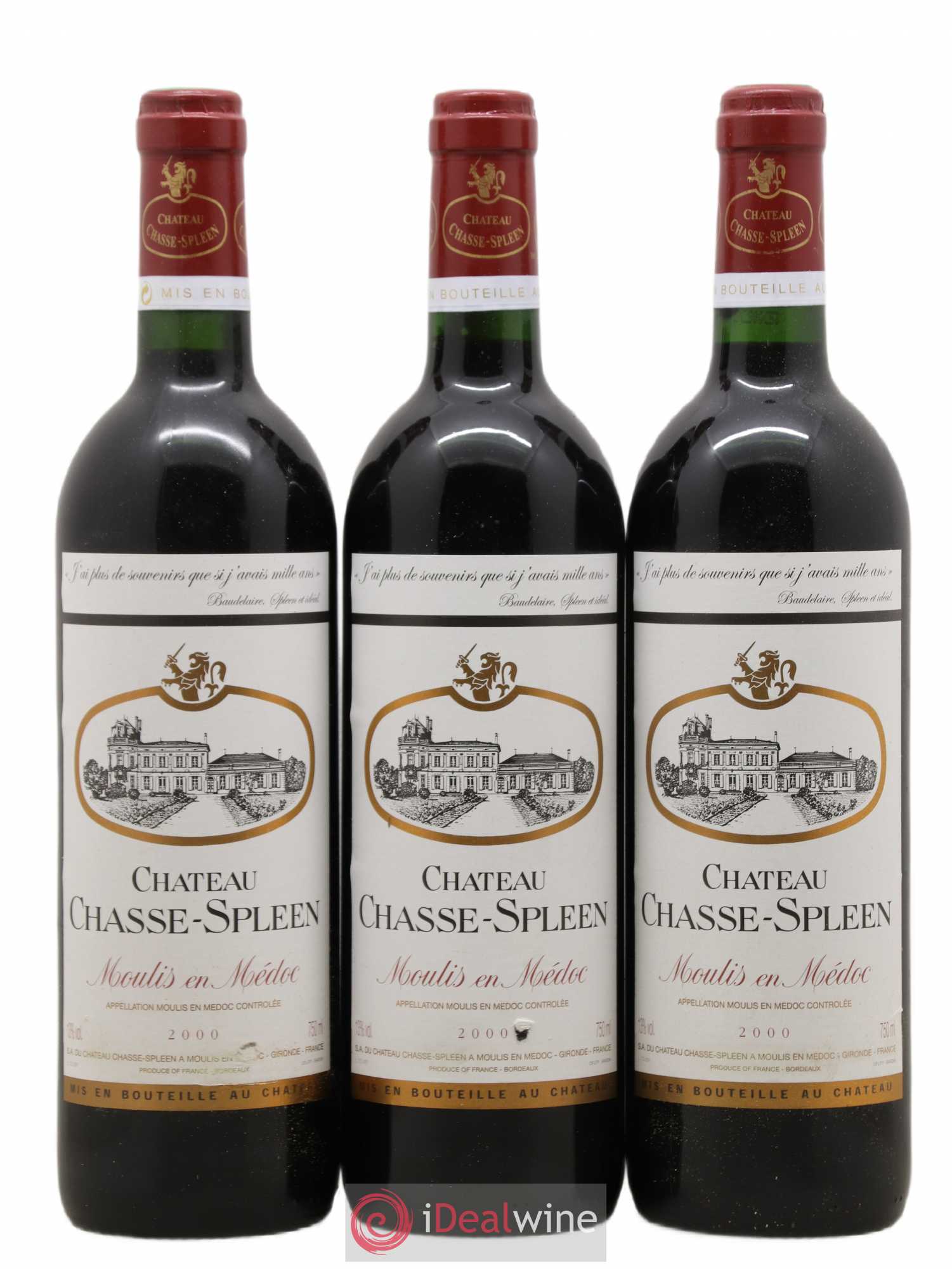 Château Chasse Spleen 2000 - Lot de 3 bouteilles - 0