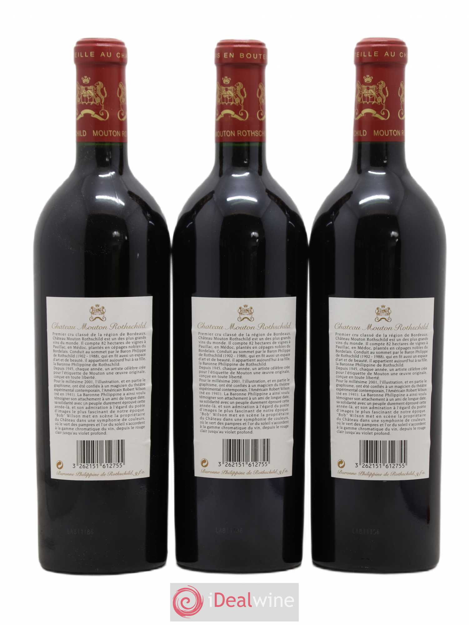 Château Mouton Rothschild 1er Grand Cru Classé 2001 - Lot de 6 bouteilles - 2