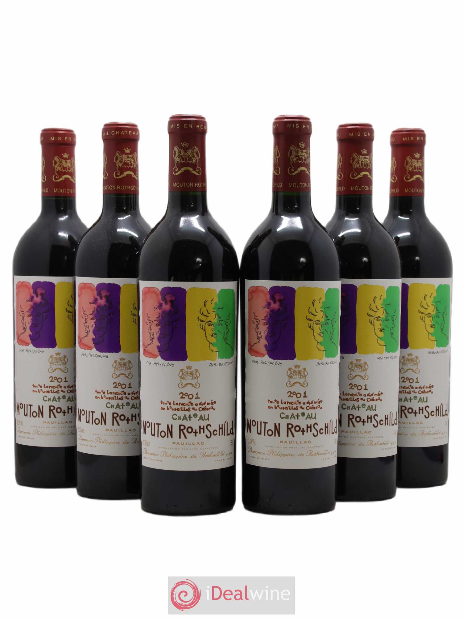 Château Mouton Rothschild 1er Grand Cru Classé 2001 - Lot de 6 bouteilles - 0