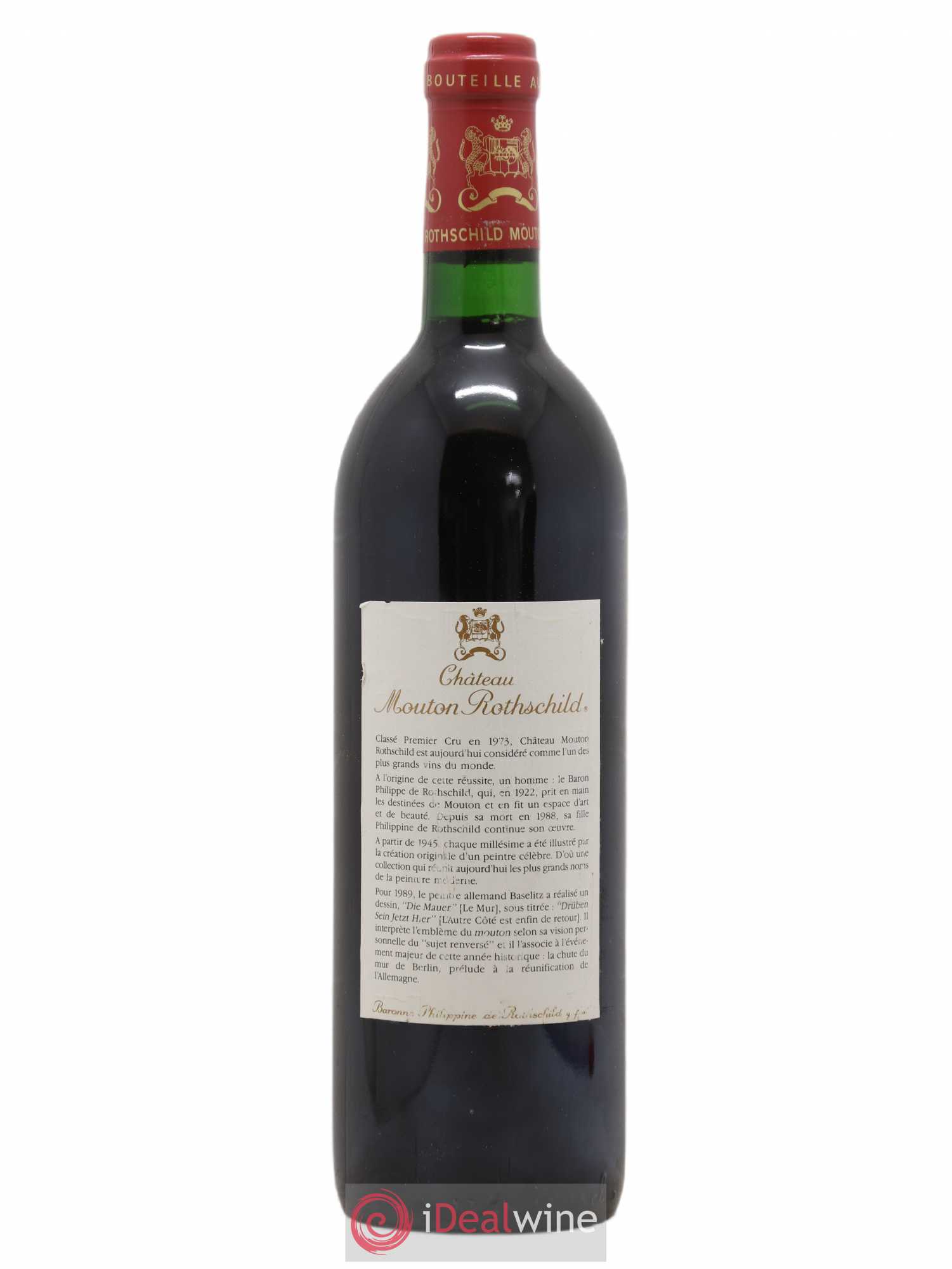 Château Mouton Rothschild 1er Grand Cru Classé 1989 - Lot de 1 bouteille - 1