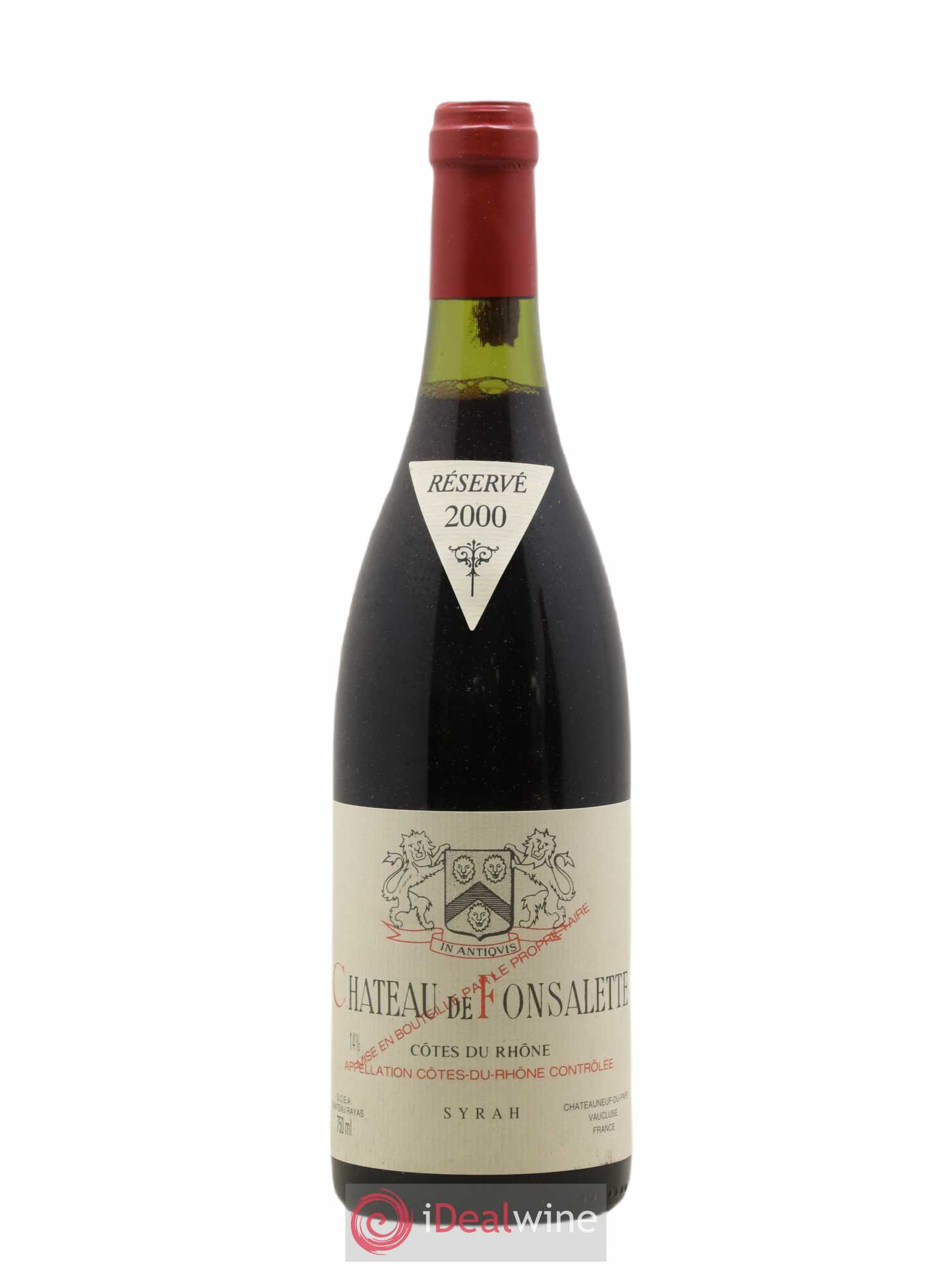 Côtes-du-Rhône Cuvée Syrah Château de Fonsalette 2000 - Lot de 1 bouteille - 0
