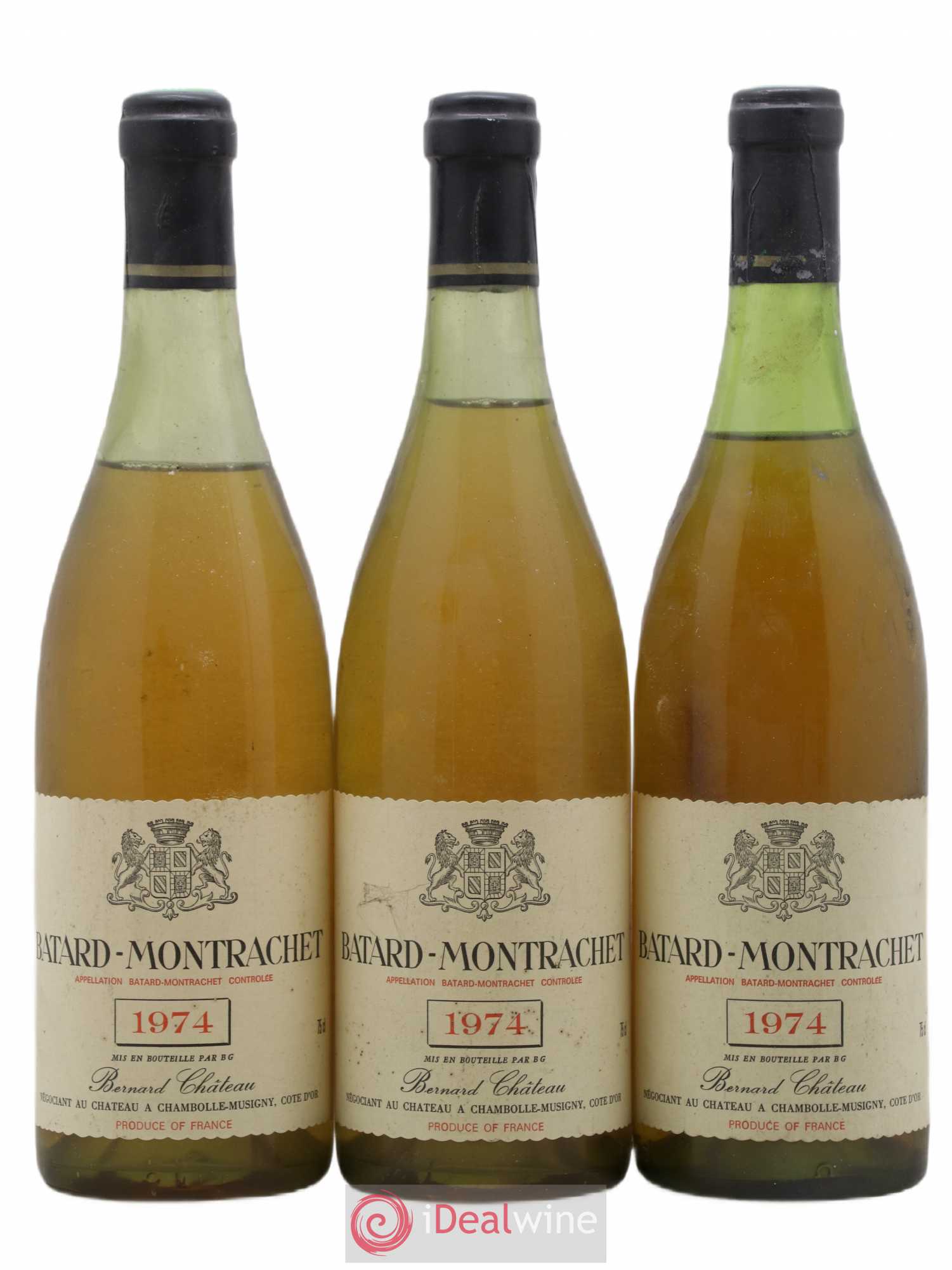 Bâtard-Montrachet Grand Cru Bernard Chateau 1974 - Posten von 3 Flaschen - 0