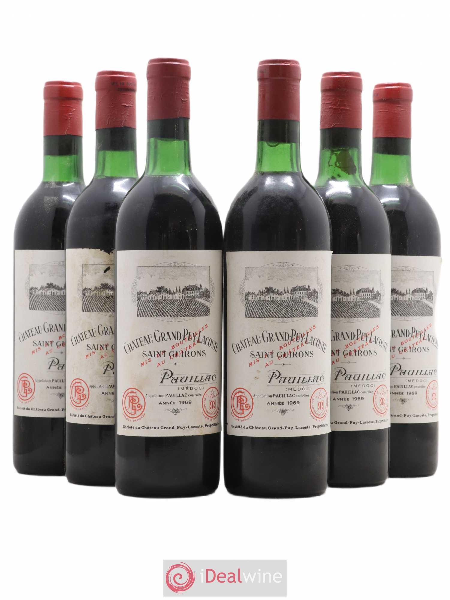 Château Grand Puy Lacoste 5ème Grand Cru Classé 1969 - Lot de 6 bouteilles - 0
