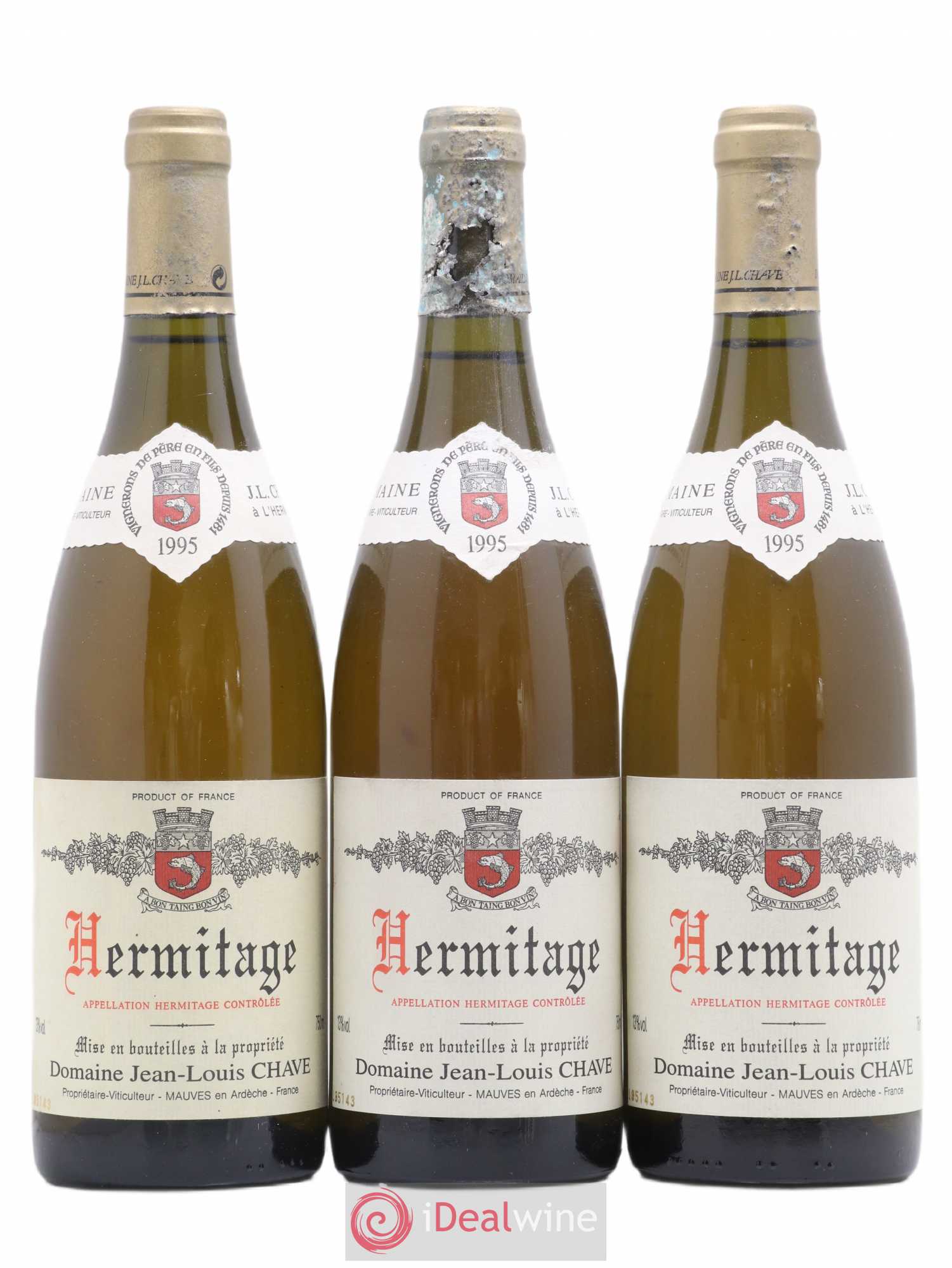 Hermitage Jean-Louis Chave 1995 - Lot de 3 bouteilles - 0