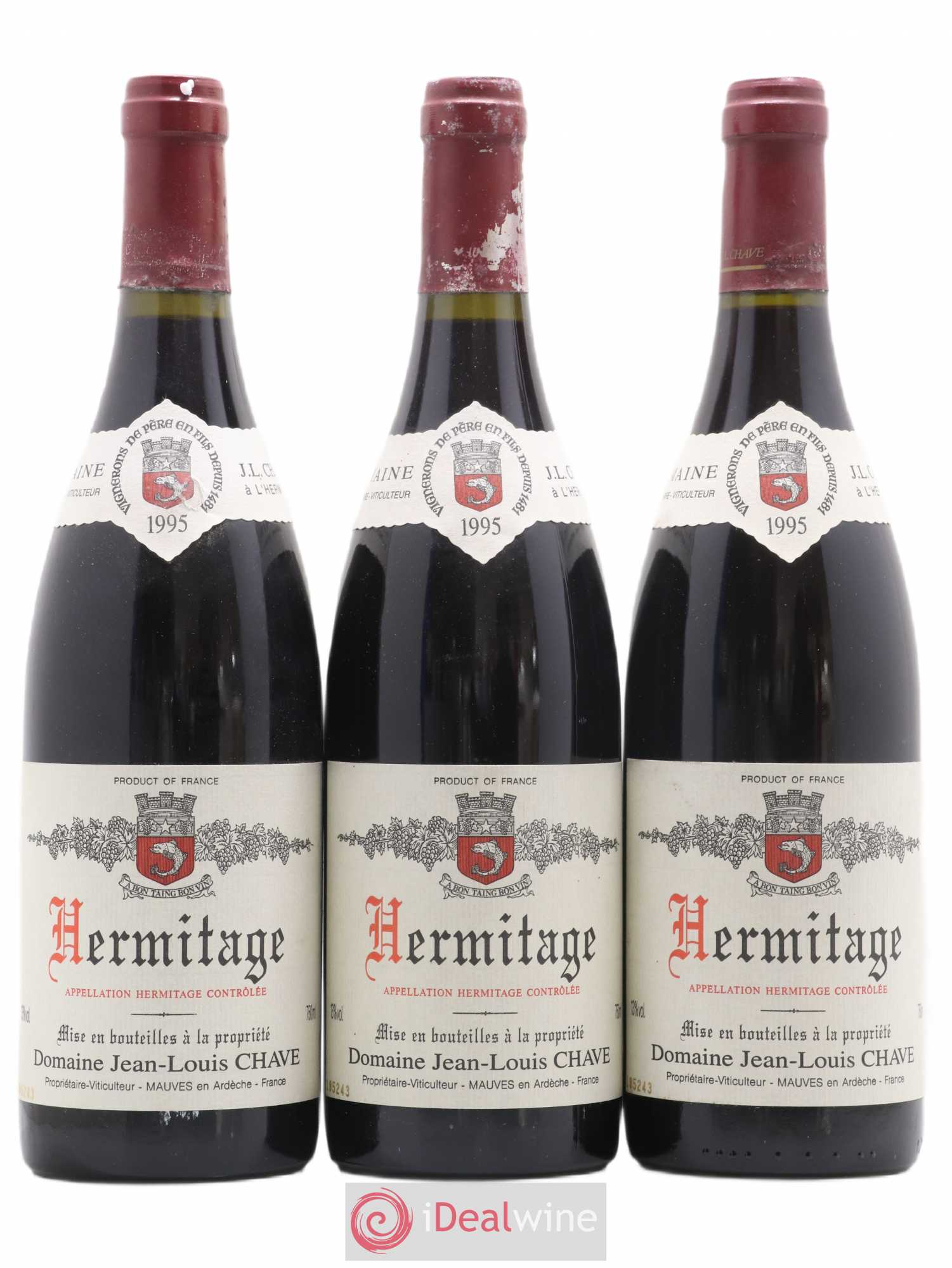Hermitage Jean-Louis Chave 1995 - Lot de 3 bouteilles - 0