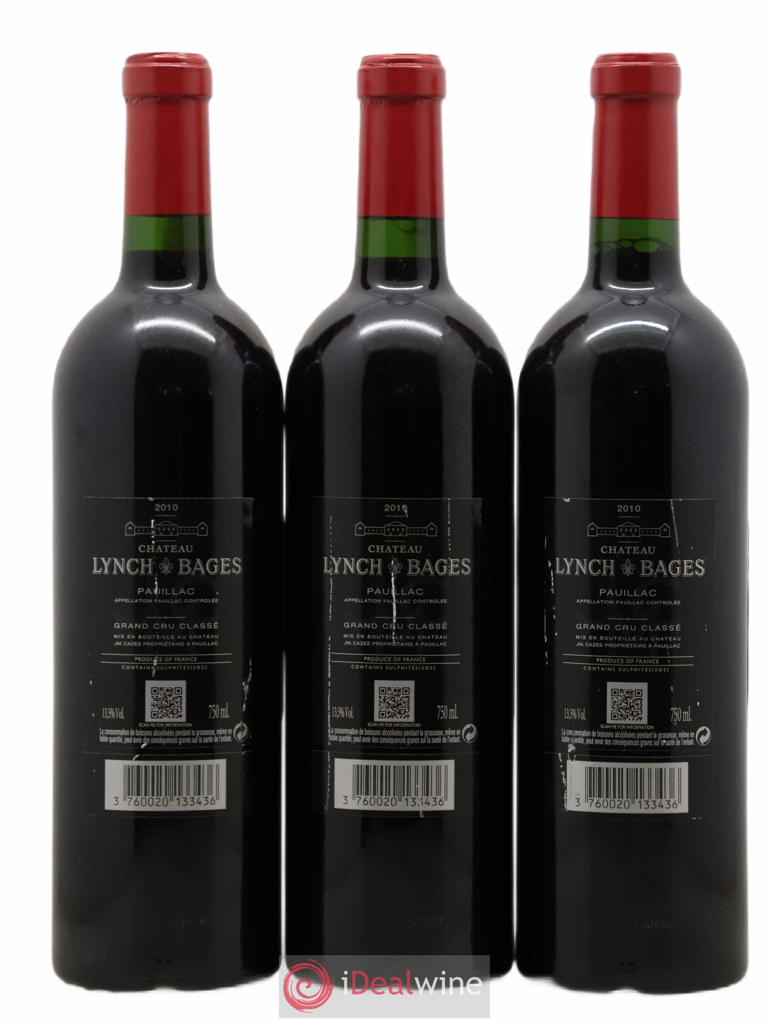 Château Lynch Bages 5ème Grand Cru Classé 2010 - Lot de 3 bouteilles - 1