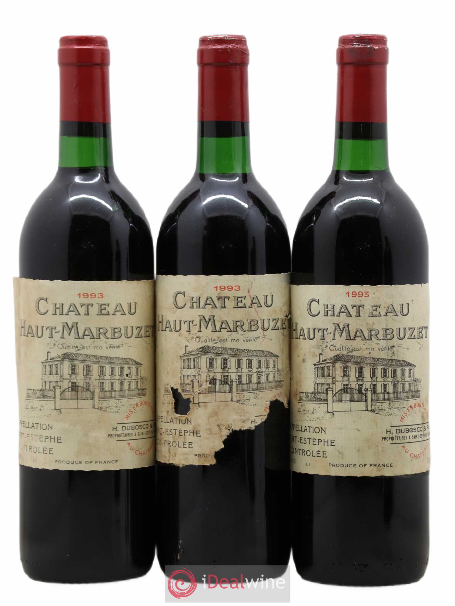 Château Haut Marbuzet 1993 - Lot de 3 bouteilles - 0
