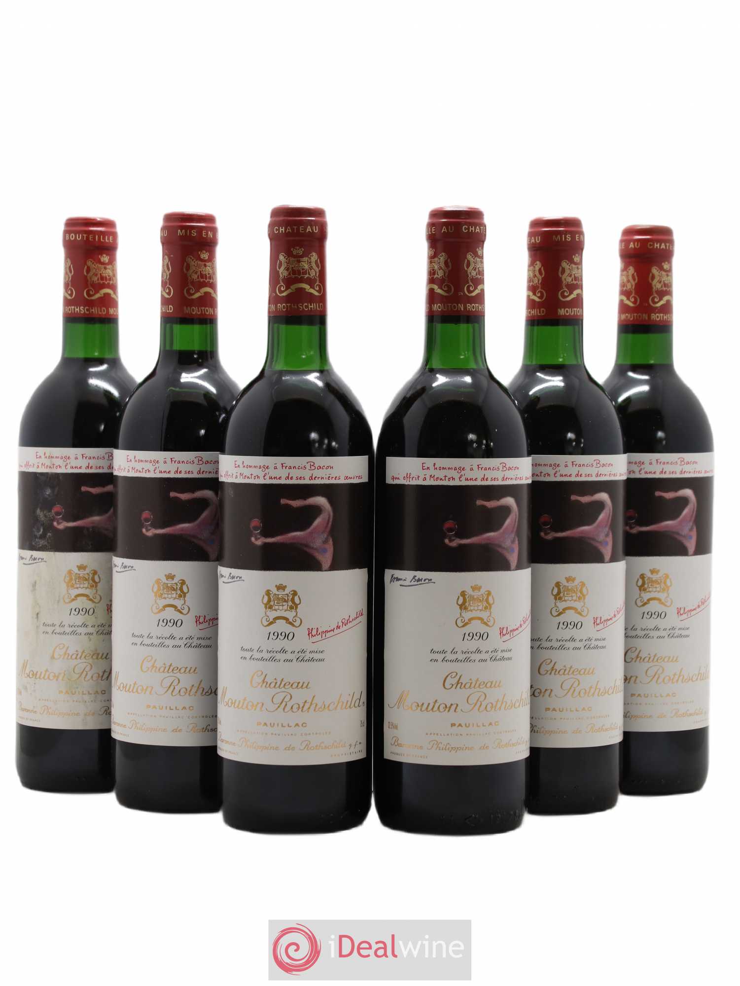 Château Mouton Rothschild 1er Grand Cru Classé 1990 - Lot de 6 bouteilles - 0