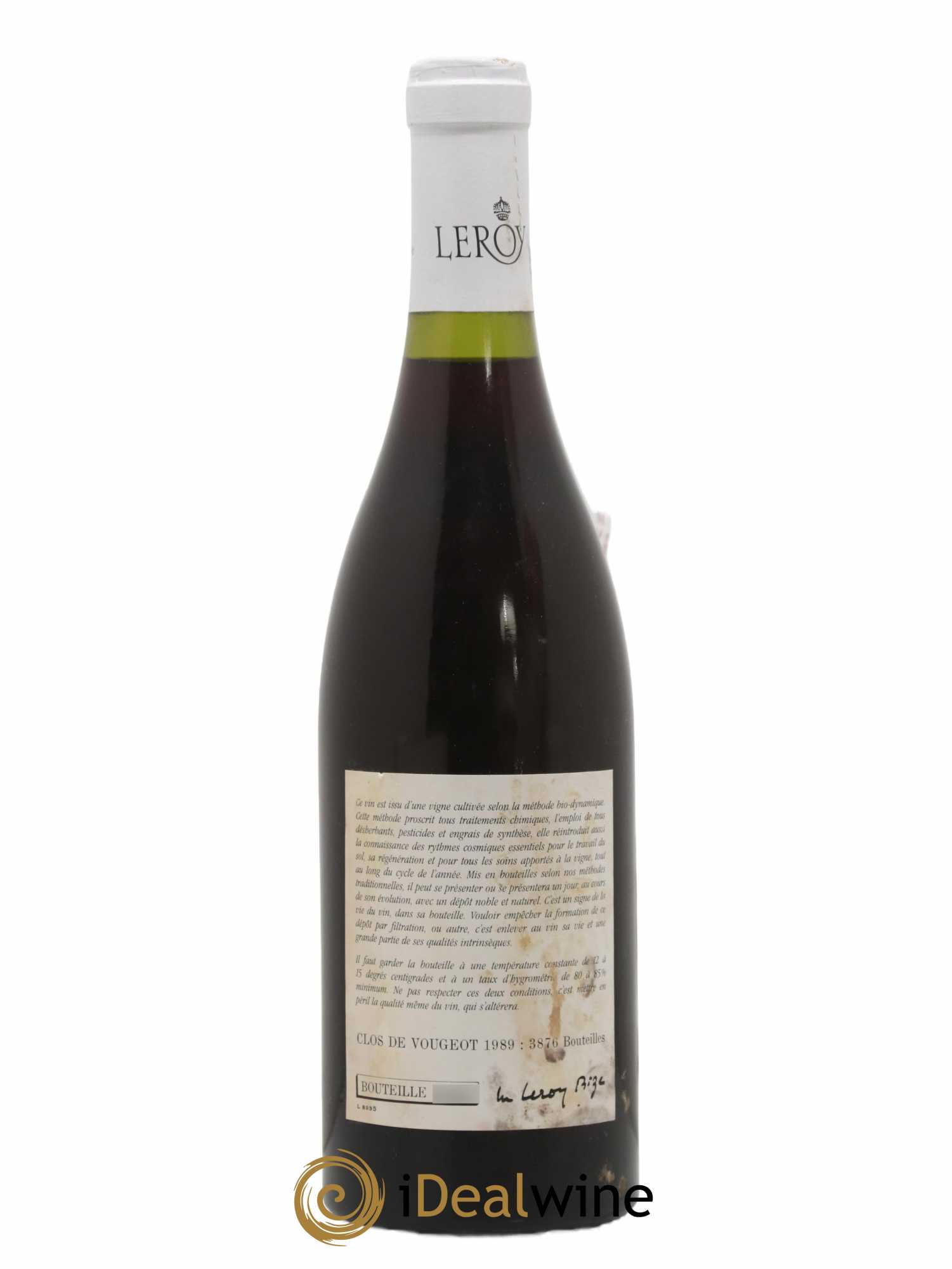 Clos de Vougeot Grand Cru Leroy (Domaine) 1989 - Lot of 1 bottle - 1