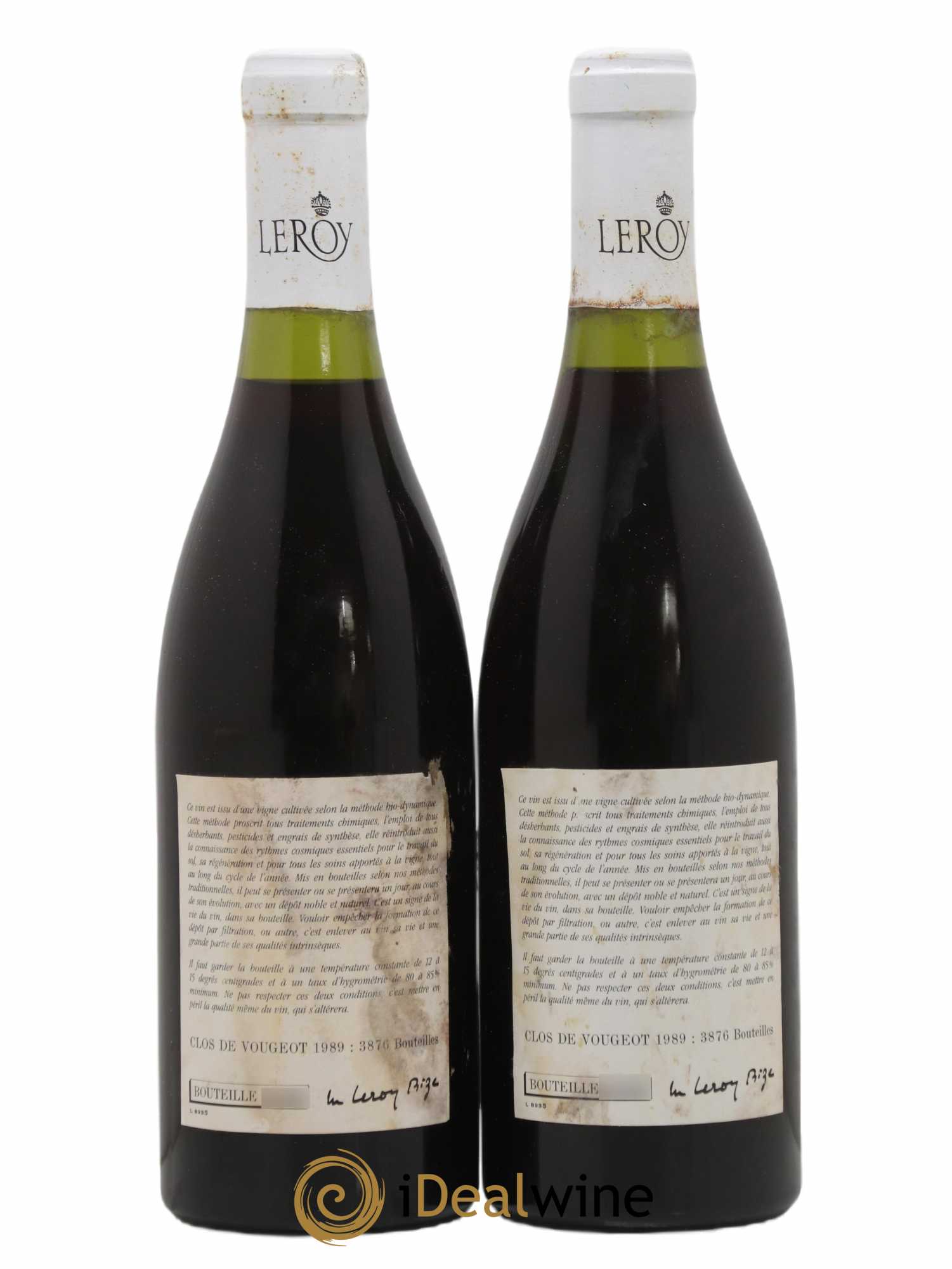 Clos de Vougeot Grand Cru Leroy (Domaine) 1989 - Lot of 2 bottles - 1