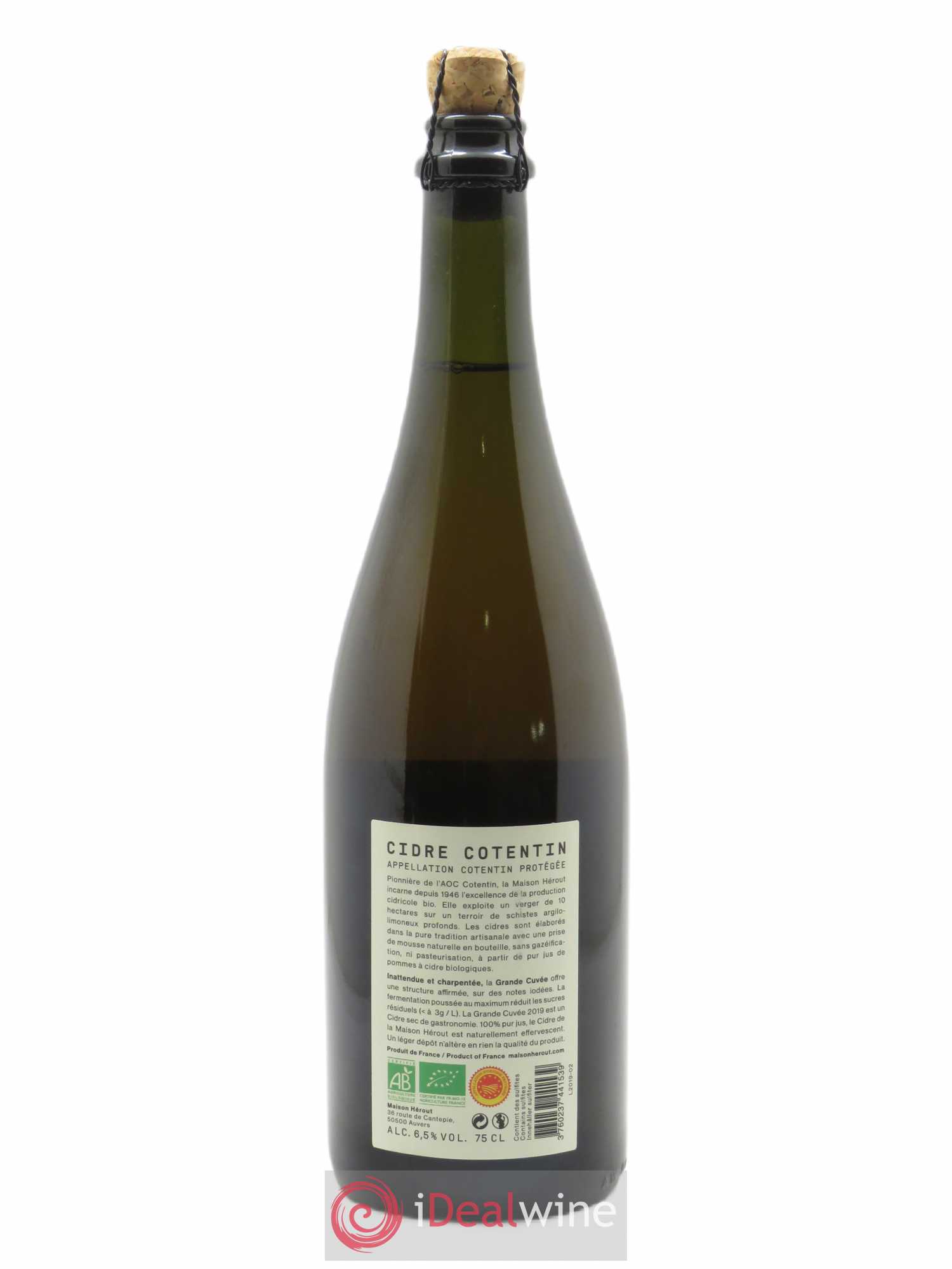 Cidre Cotentin Extra-Brut Grande Cuvée Herout 2019 - Lot de 1 bouteille - 1
