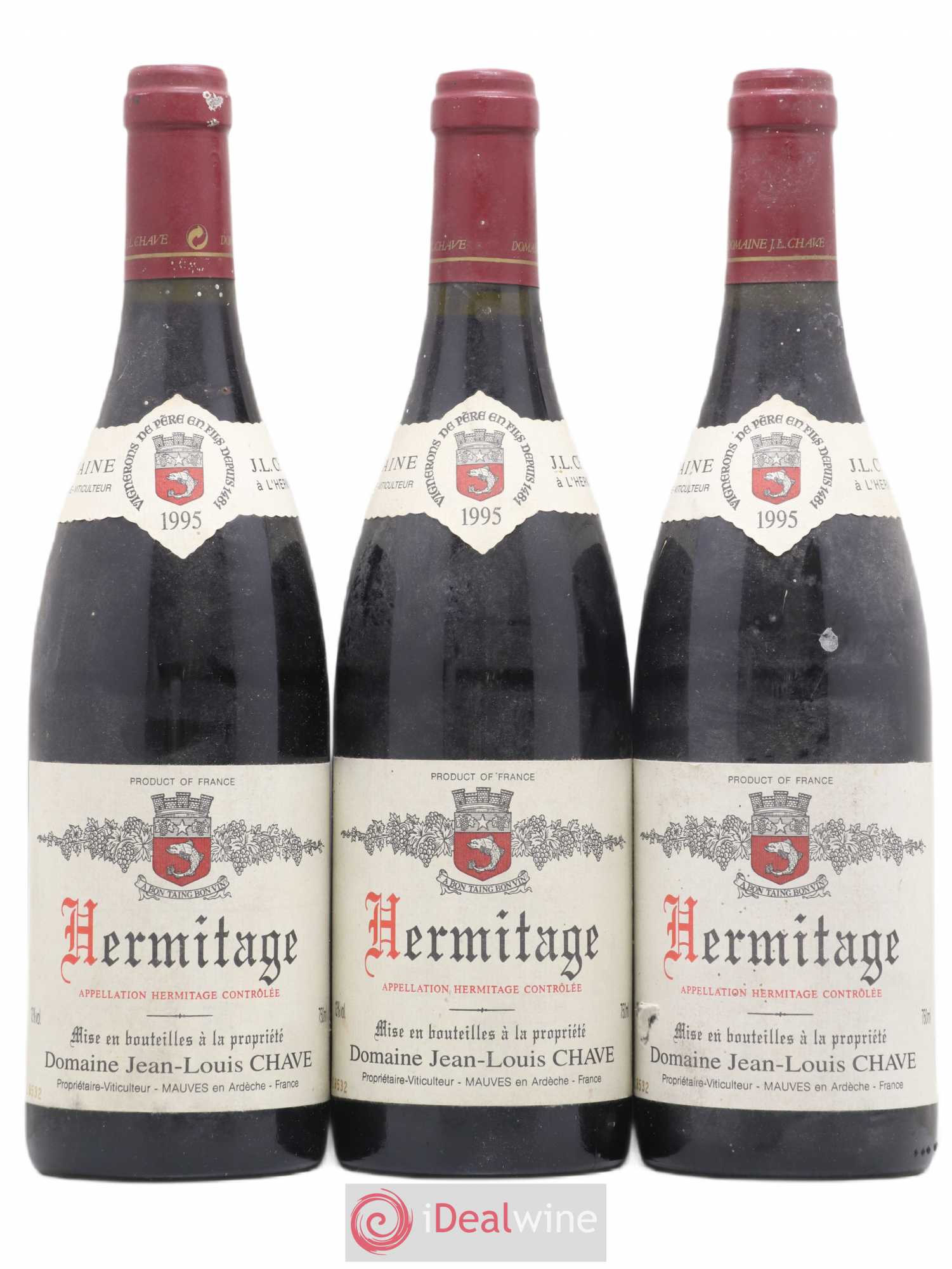 Hermitage Jean-Louis Chave 1995 - Lot de 3 bouteilles - 0