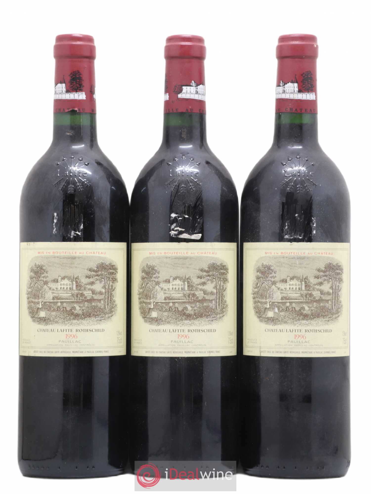 Château Lafite Rothschild 1er Grand Cru Classé 1996 - Lot de 3 bouteilles - 0
